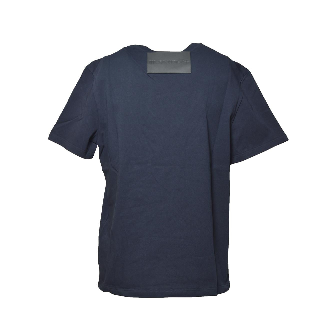 T-shirt in cotone bianco con applicazione in pelle Jil Sander
