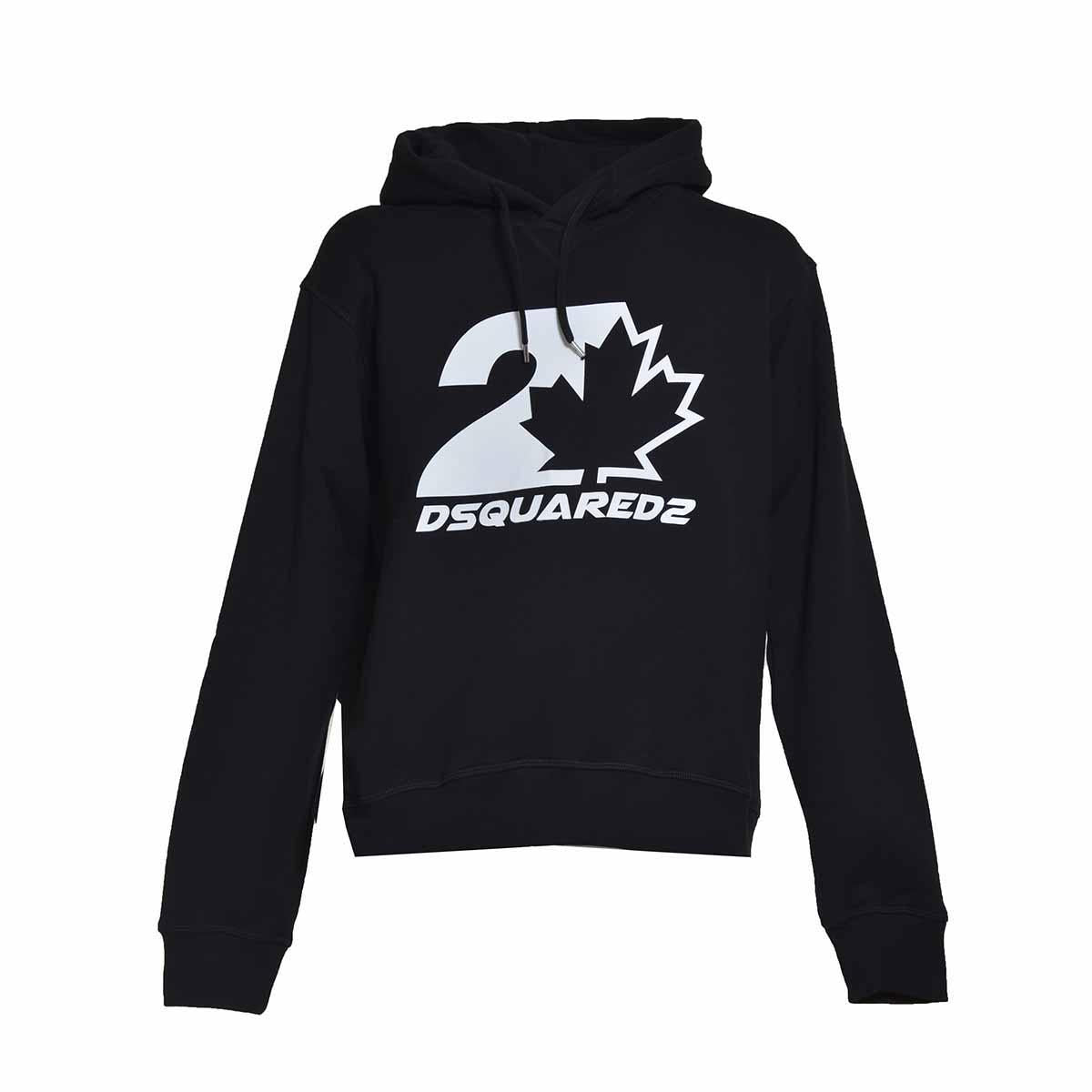 Felpa Cool Fit nero con cappuccio e stampa logo Dsquared2