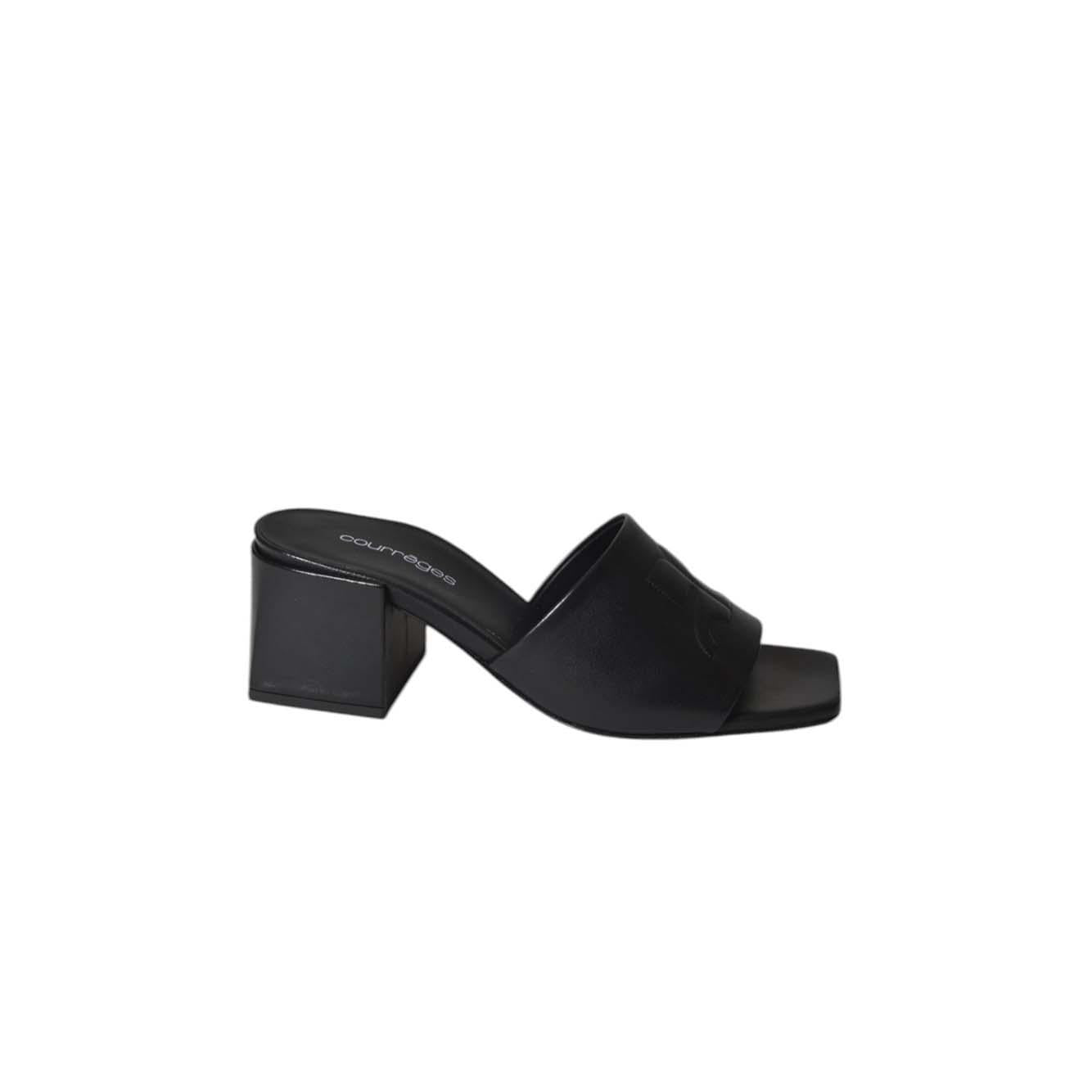 Sandali Shadow in pelle nera Courrèges