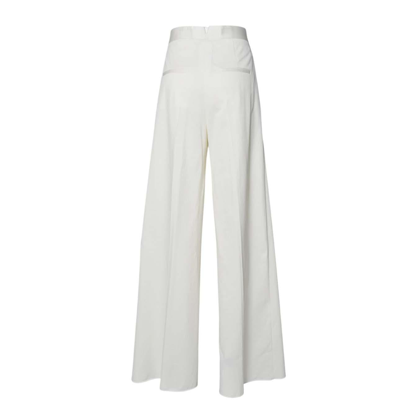 Pantalone Chenzia ampio in cotone jacquard gessato bianco Max Mara