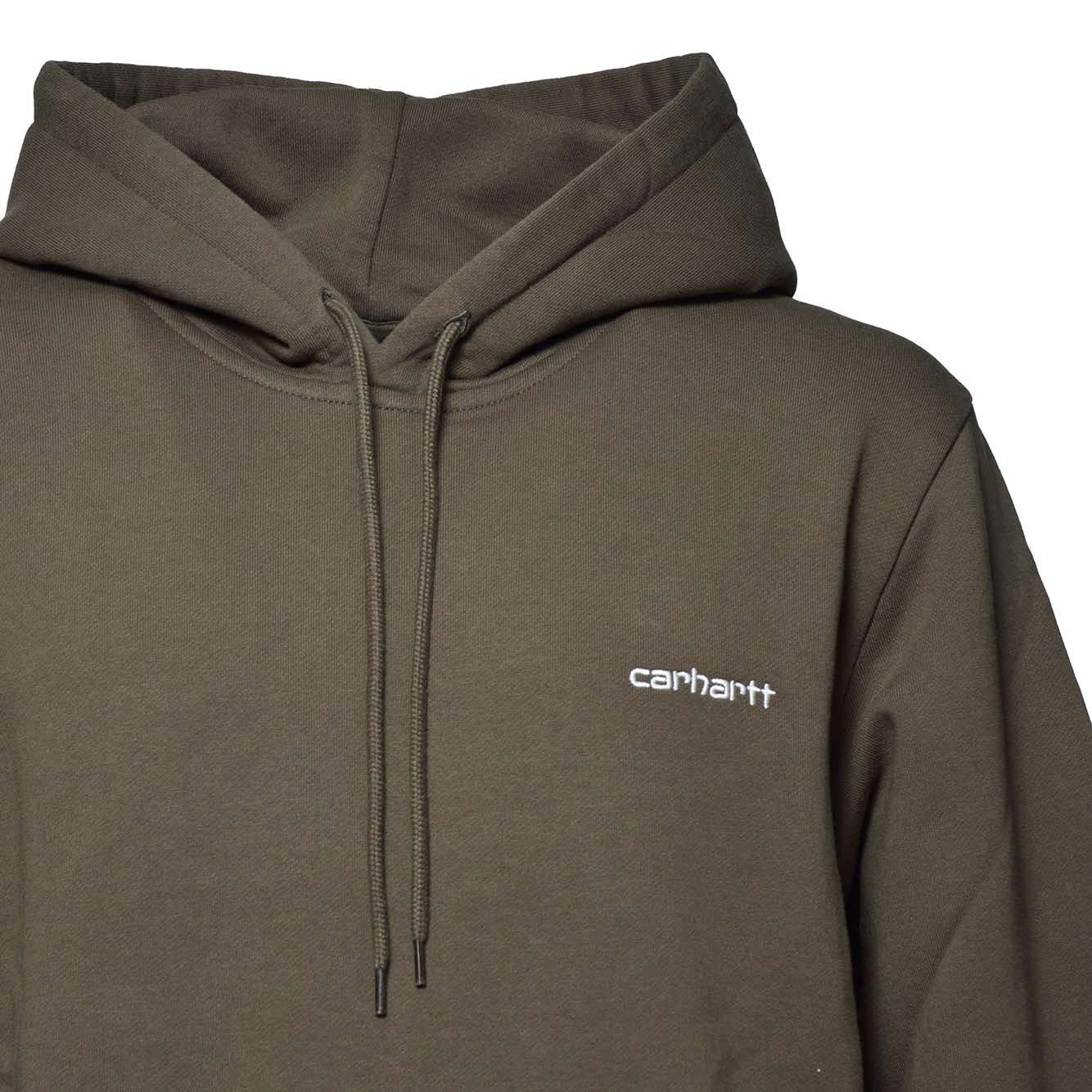 Felpa Script Embroidery con cappuccio in cotone verde scuro Carhartt Wip