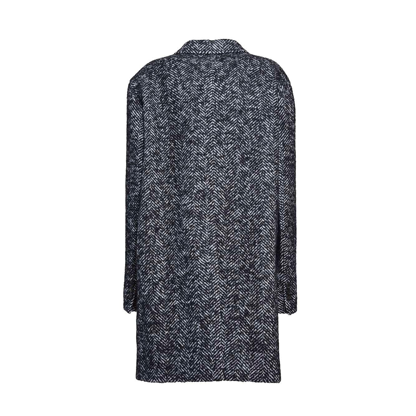 Cappotto monopetto in lana motivo chevron bianco e nero Dsquared2