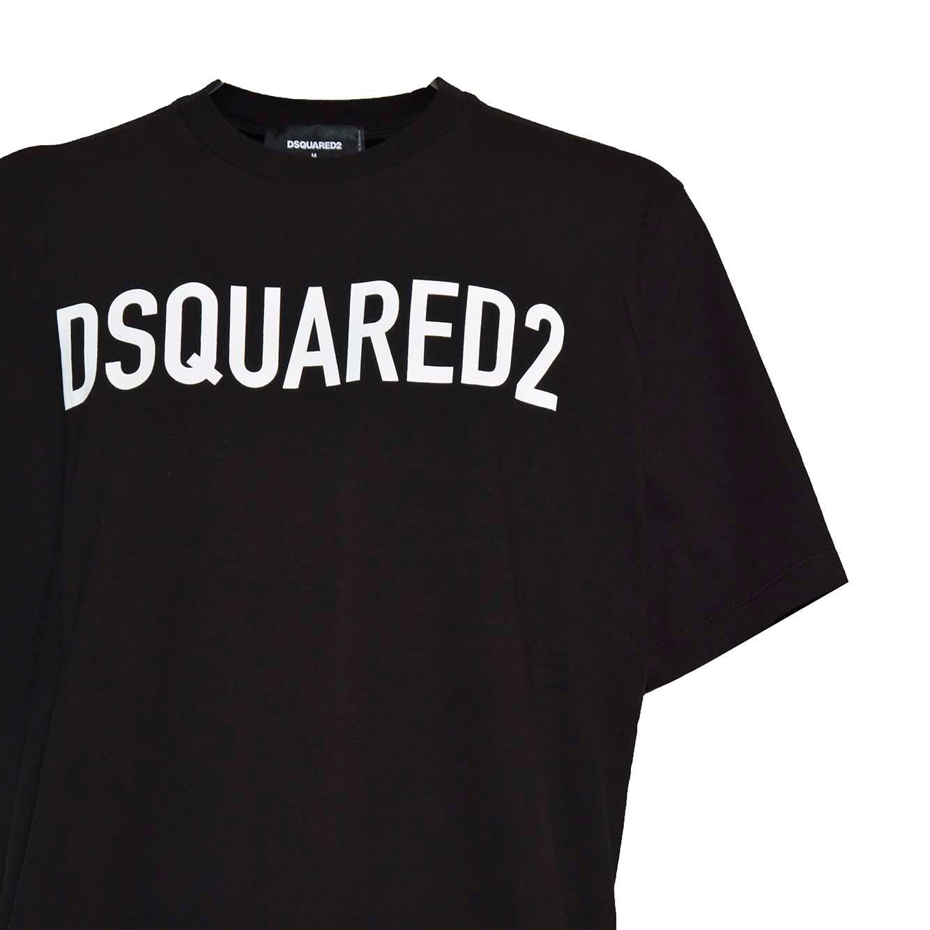 T-shirt Loose Fit in cotone nero stampa logo Dsquared2