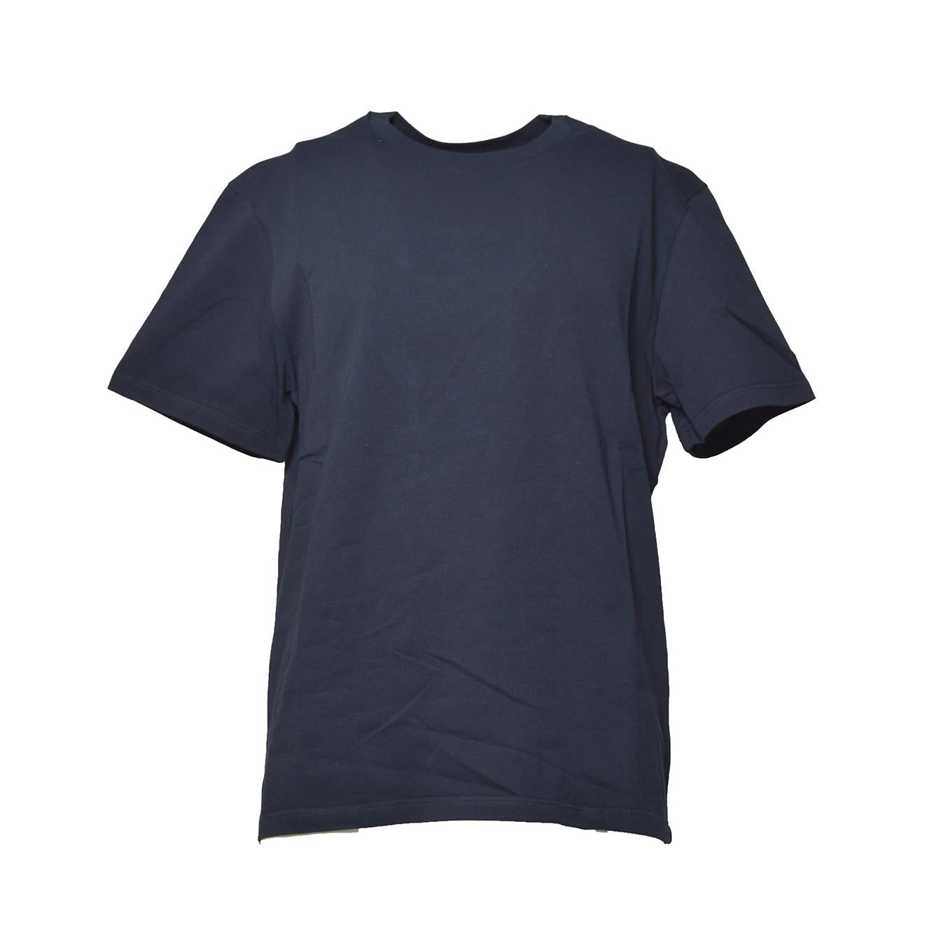 T-shirt in cotone bianco con applicazione in pelle Jil Sander