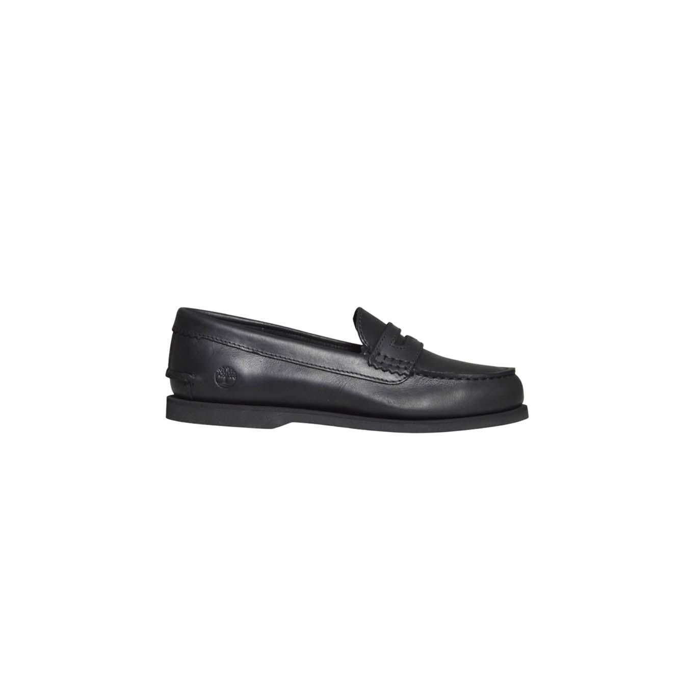 classic boat loafer shoe black full grain