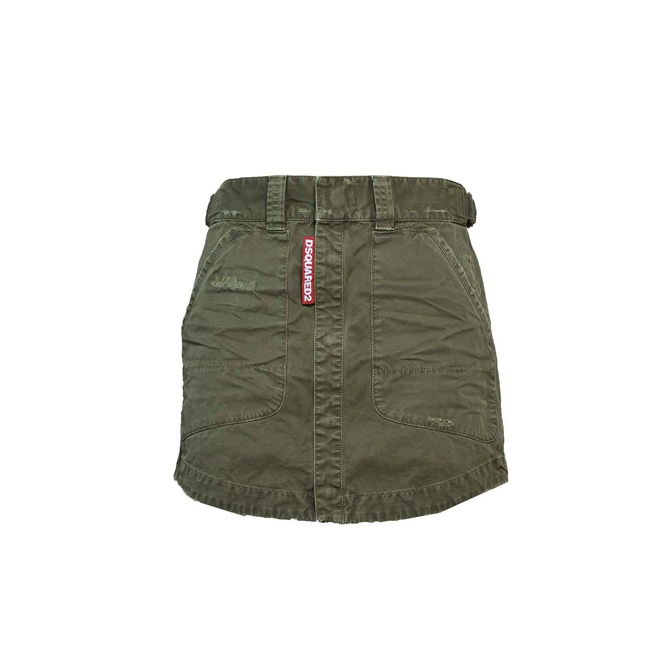 Minigonna Military in cotone verde Dsquared2