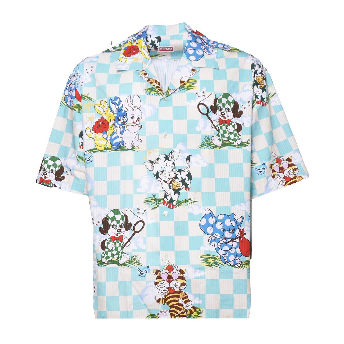kenzo cartoon hawaiian short sleeve shirt