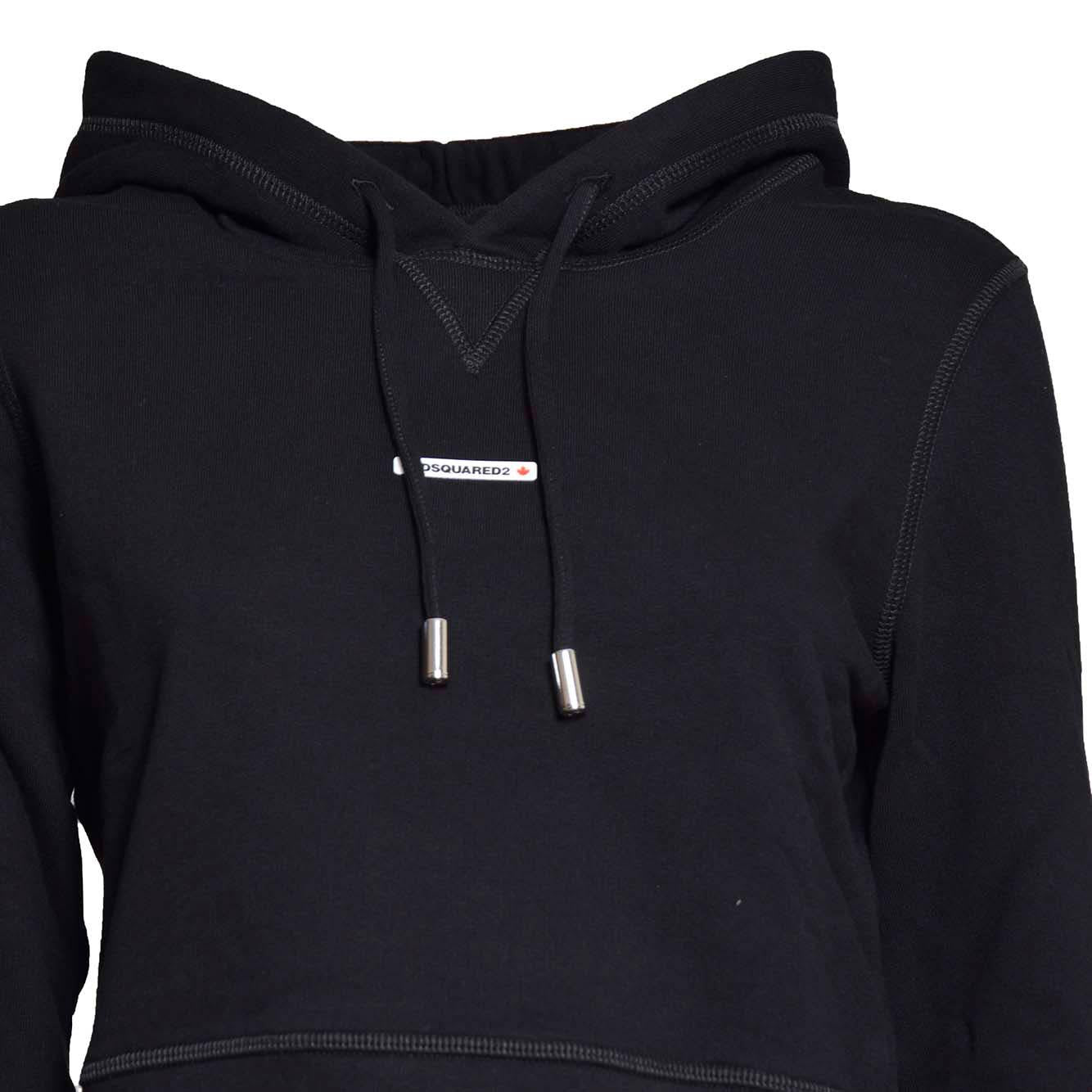 Felpa Mini Fit con cappuccio in cotone nero Dsquared2