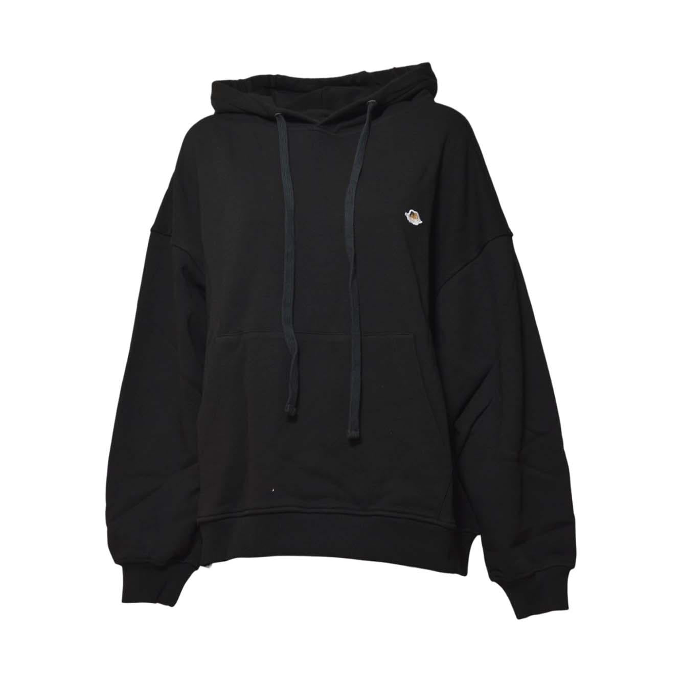 women's black angel patch relaxed fit hoodie