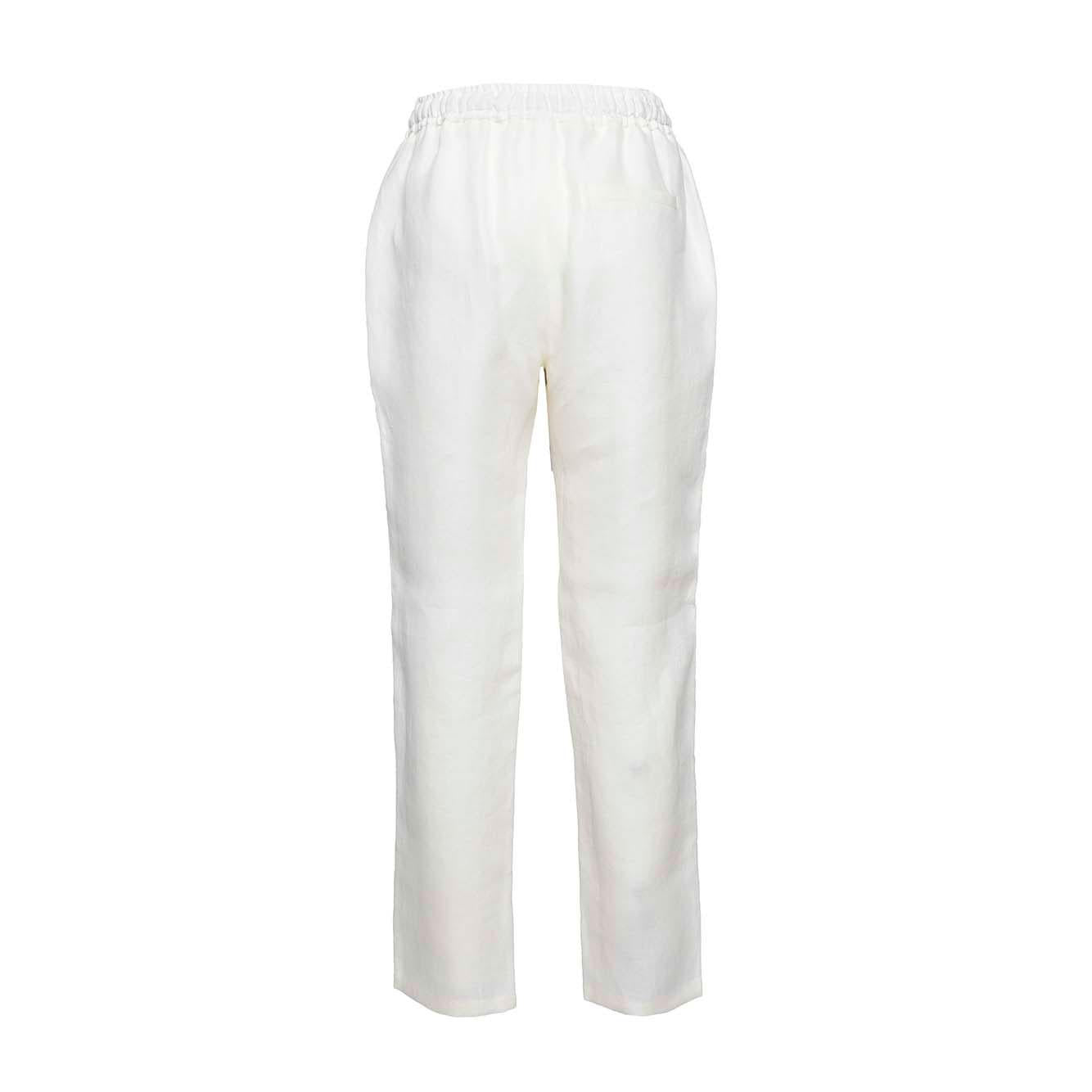 Pantalone Joke dritto in lino bianco Barba