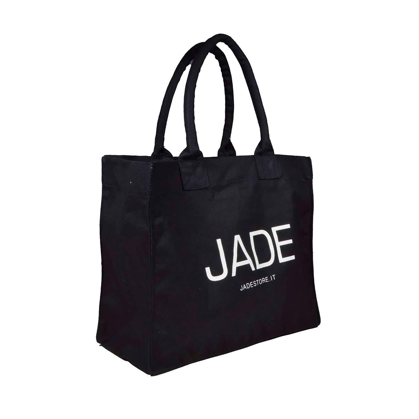 Tote bag in canvas di cotone nero Jade