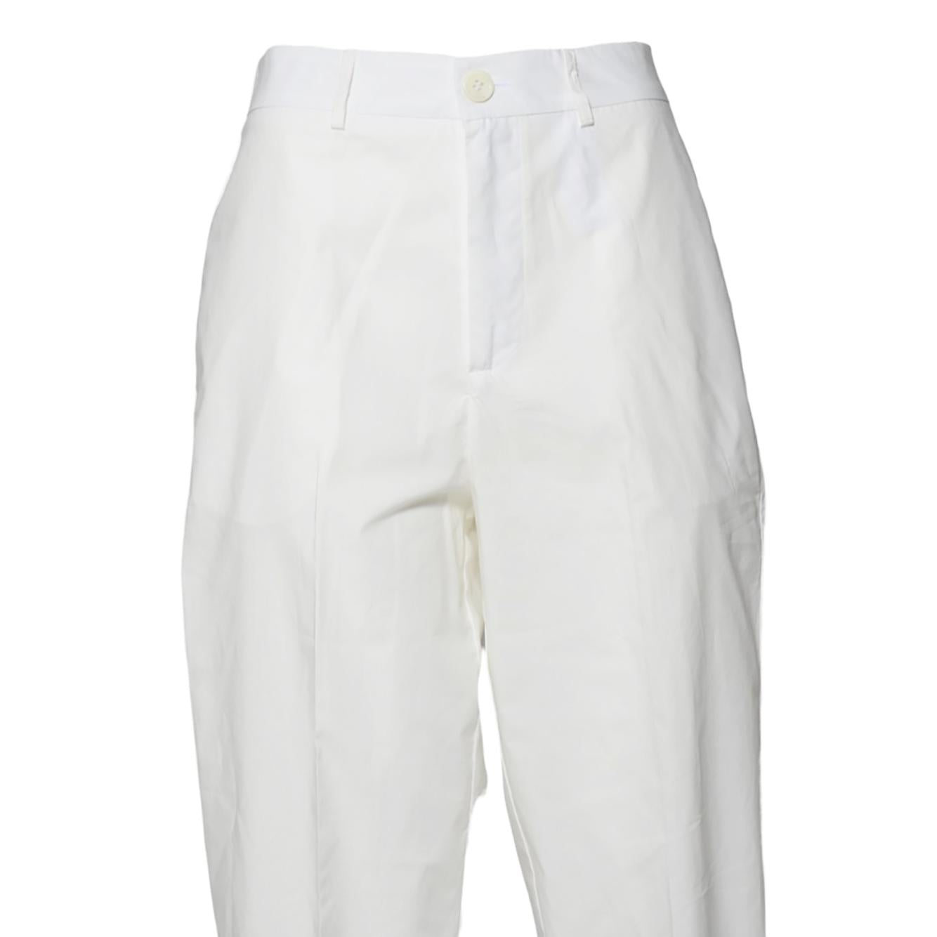 Pantalone dritto in gabardina di cotone bianco Solotre
