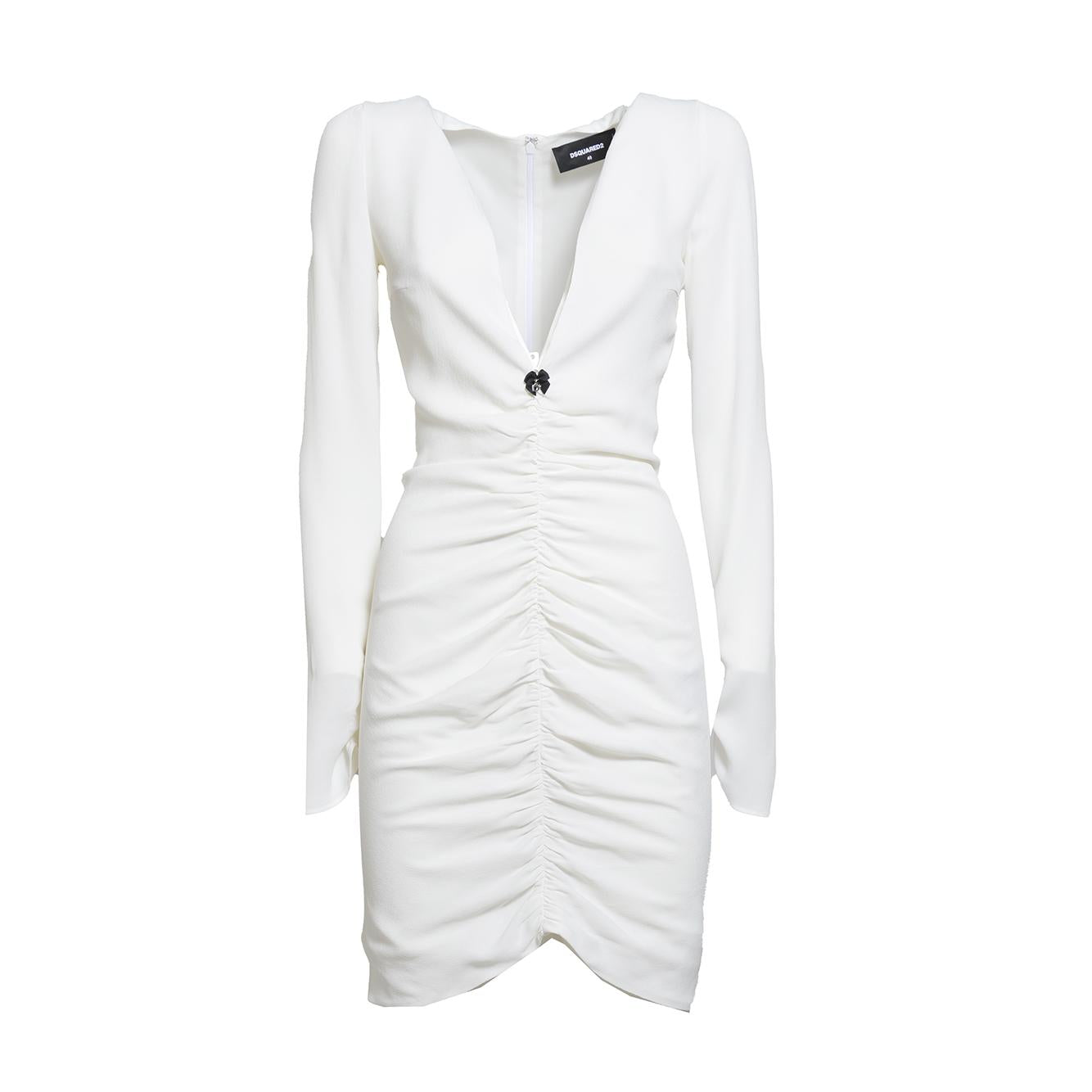 Abito corto Gathered in seta bianco Dsquared2