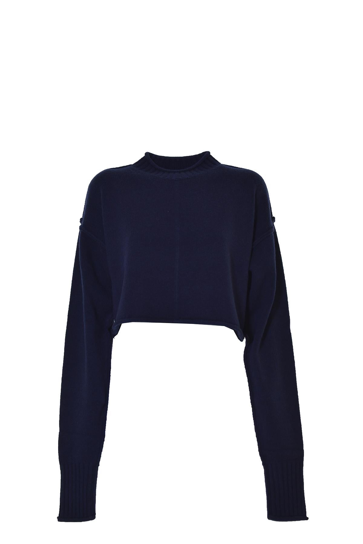 Pullover Maiorca crop in misto lana blu Sportmax