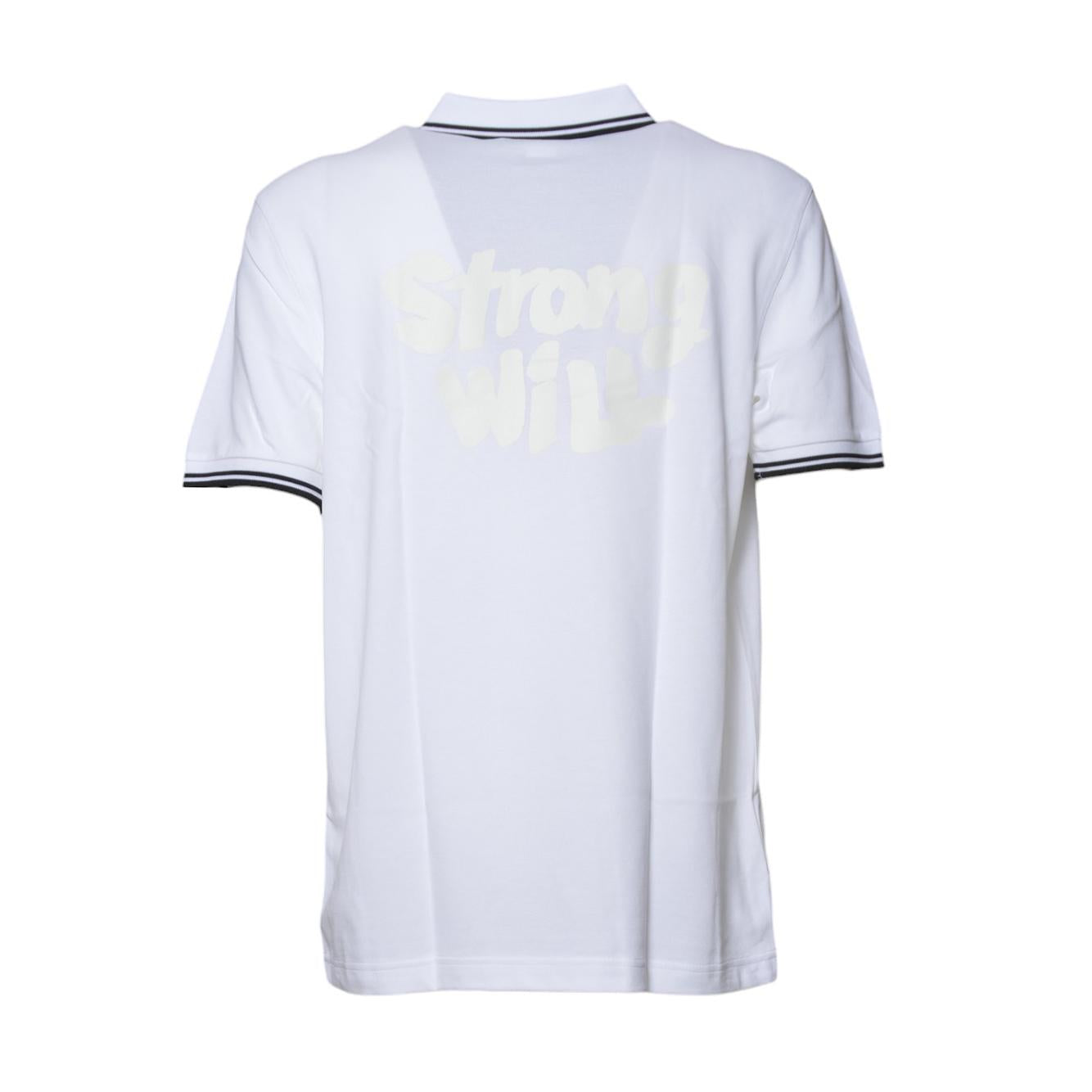 Polo in maglia di cotone bianco con righe Fred Perry x Comme des Garçons Shirt