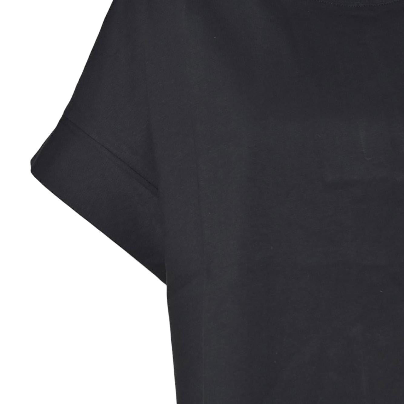 T-shirt girocollo in cotone nero orlo manica Solotre