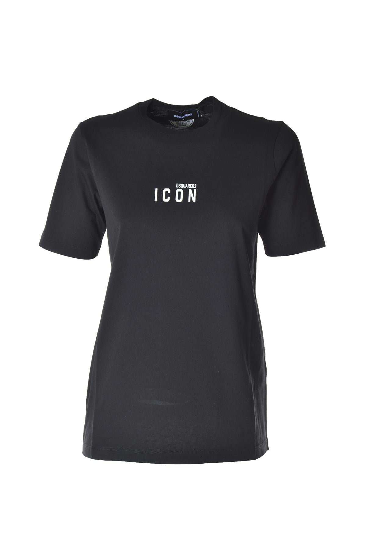 T-shirt Icon in cotone nero mini logo Dsquared2