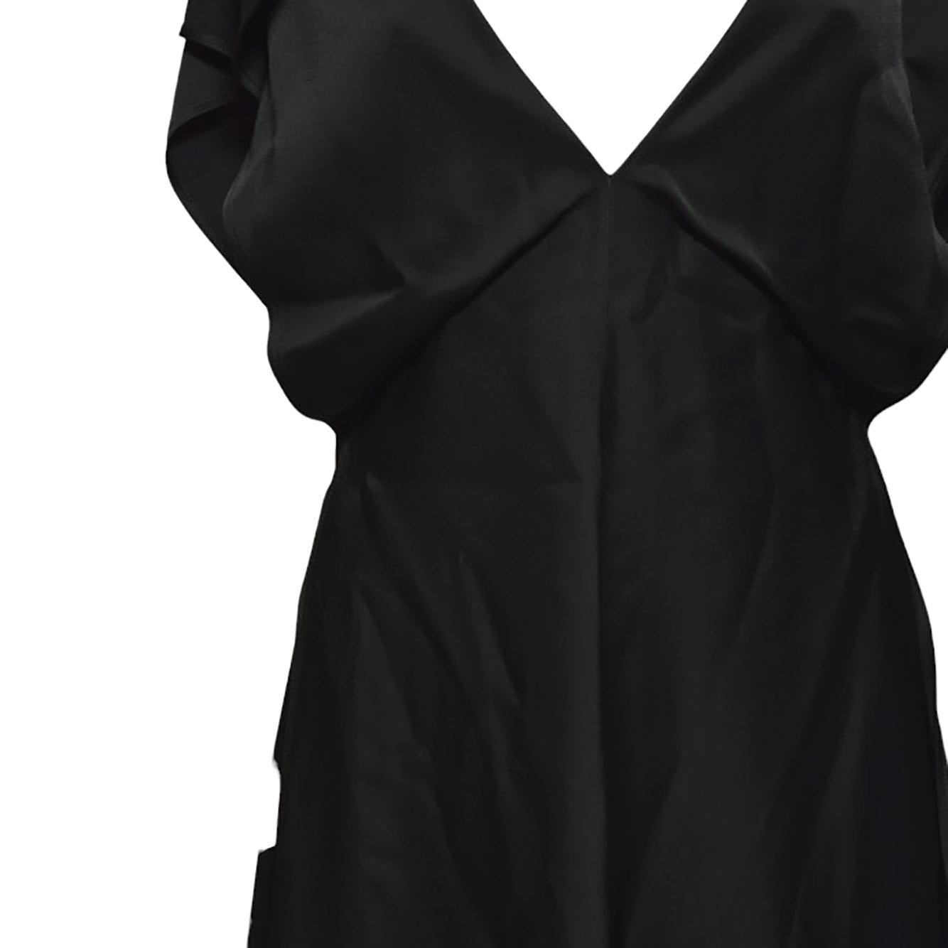 Vestito lungo scollo a V in raso nero Jil Sander