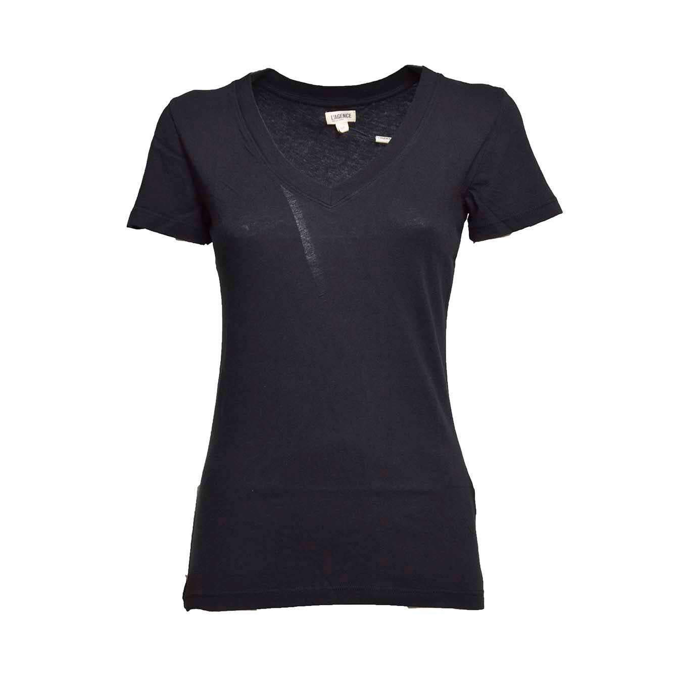 T-shirt Becca con scollo a V nera L'Agence