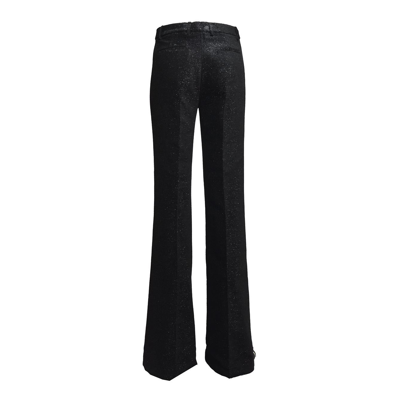 Pantalone svasato in viscosa nero filo lamè Etro