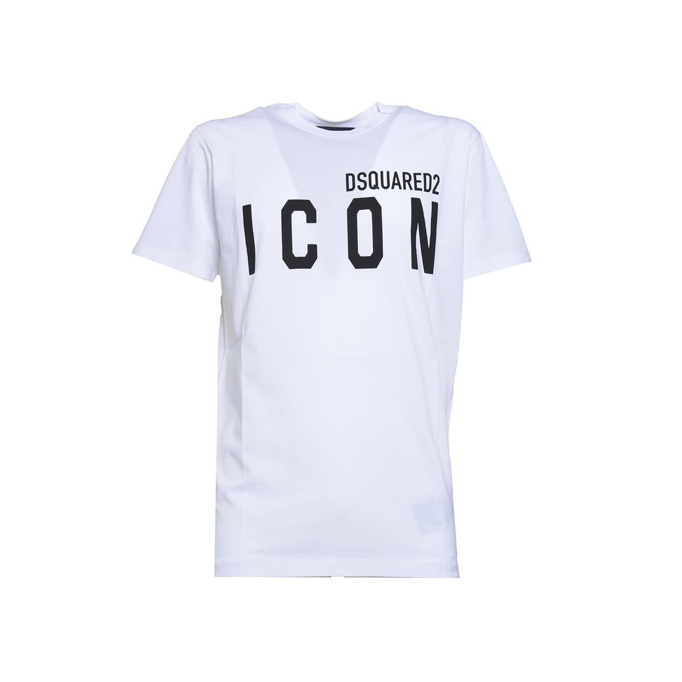 T-shirt bianca con logo Icon Dsquared2
