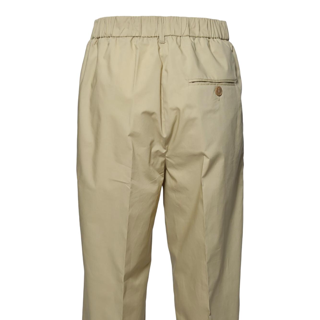 Pantalone dritto in popeline di cotone beige Solotre