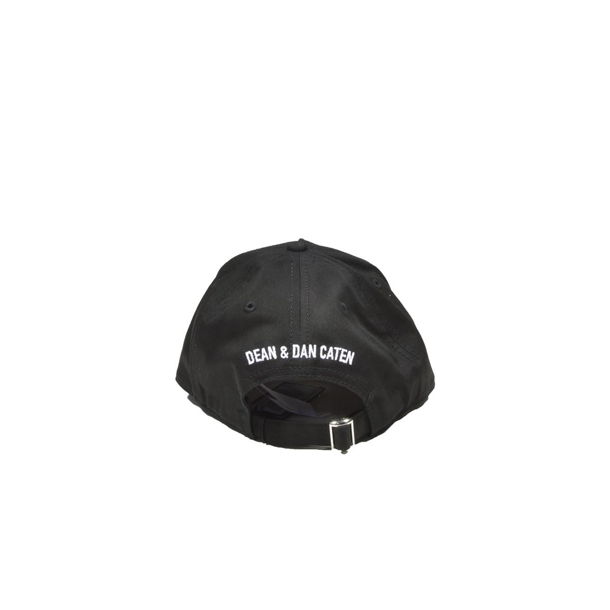Cappello D2 in cotone nero con ricamo logo Dsquared2 Junior