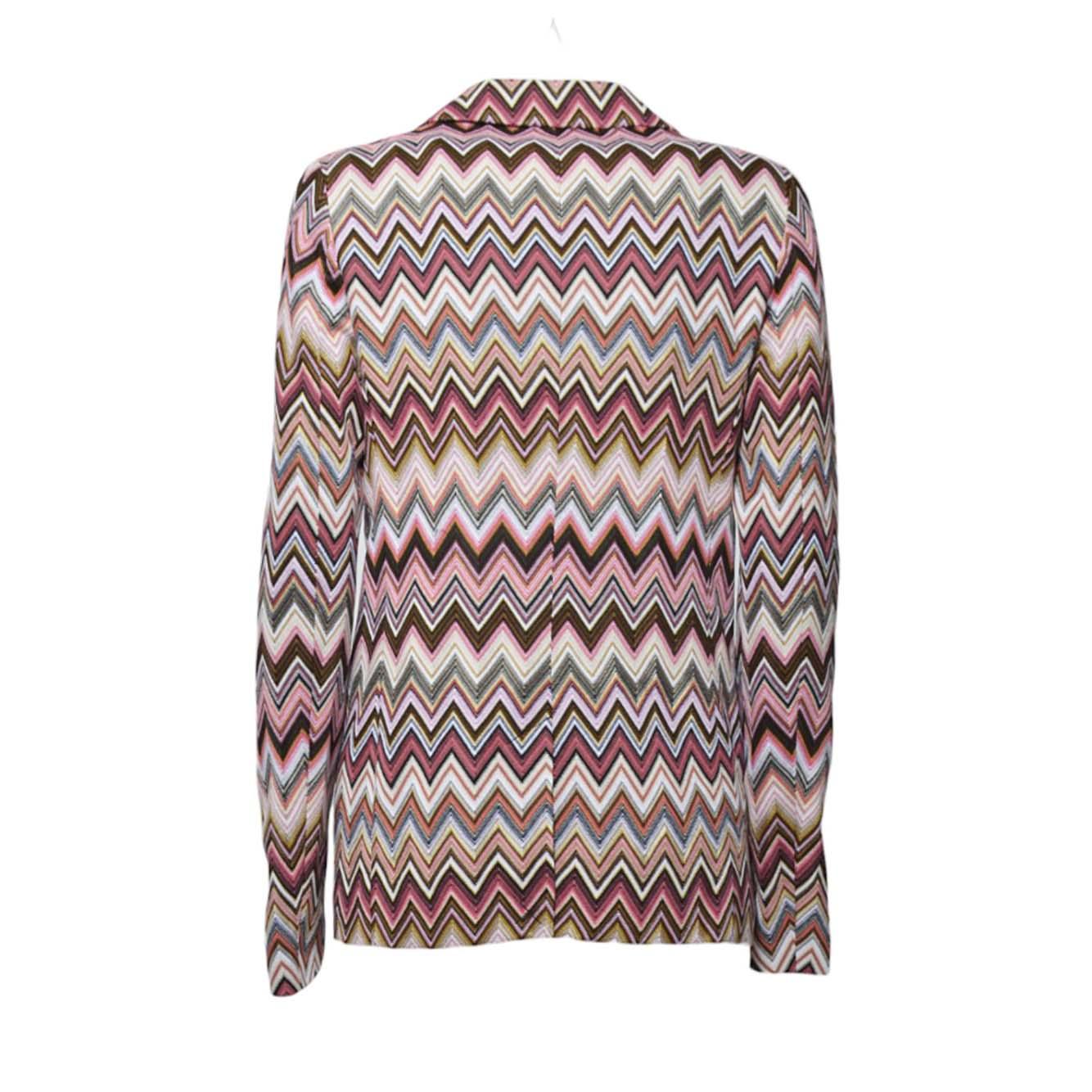 Blazer monopetto in cotone e viscosa zig zag rosa Missoni