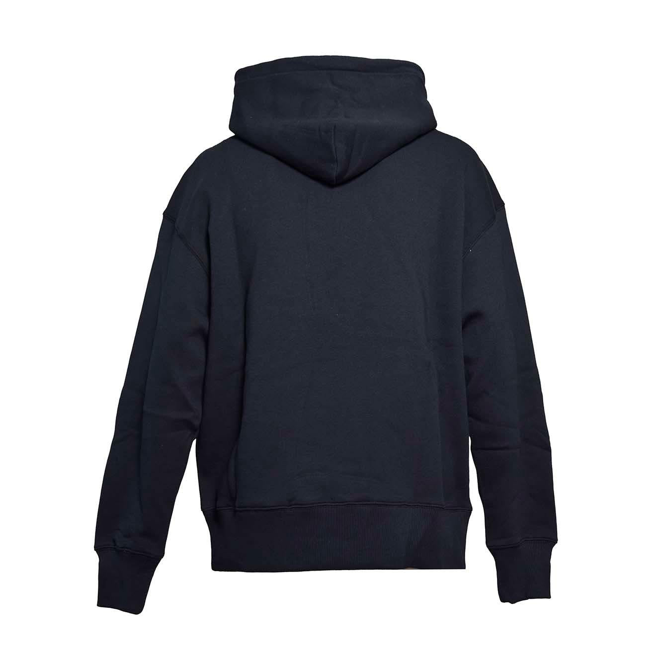 Felpa con cappuccio in cotone nero stampa logo pennello bianco MSGM