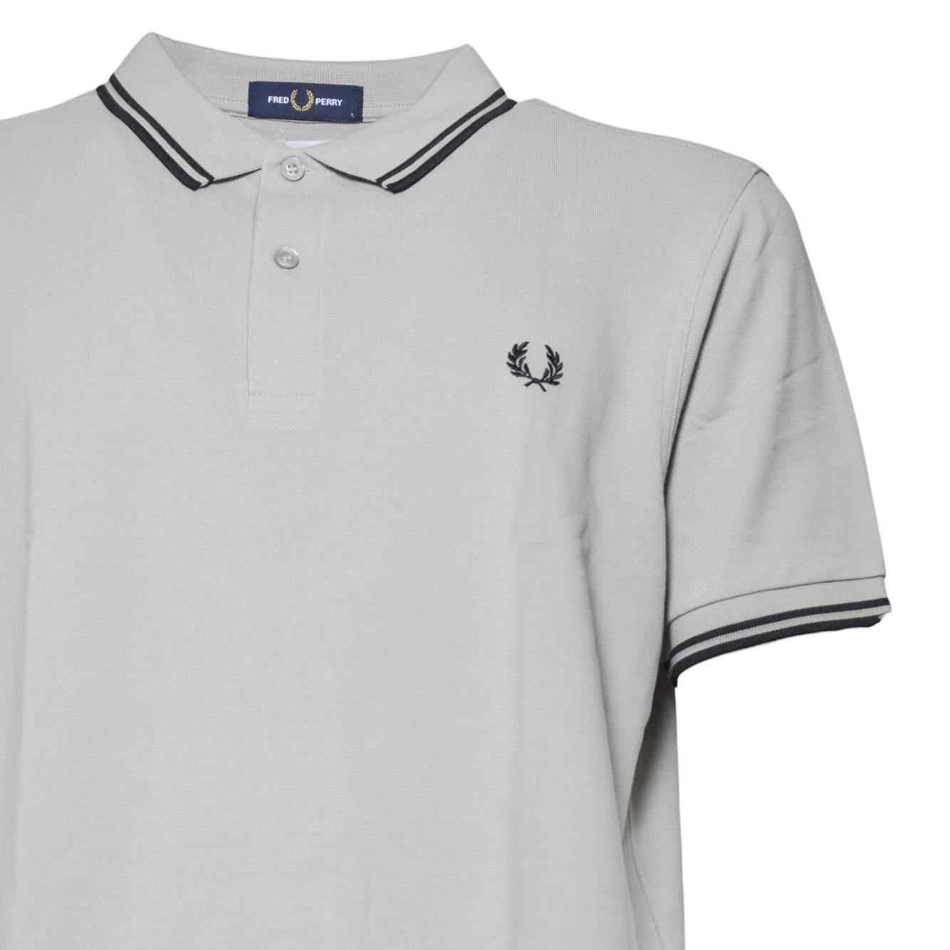Polo in maglia di cotone grigio con righe Fred Perry x Comme des Garçons Shirt