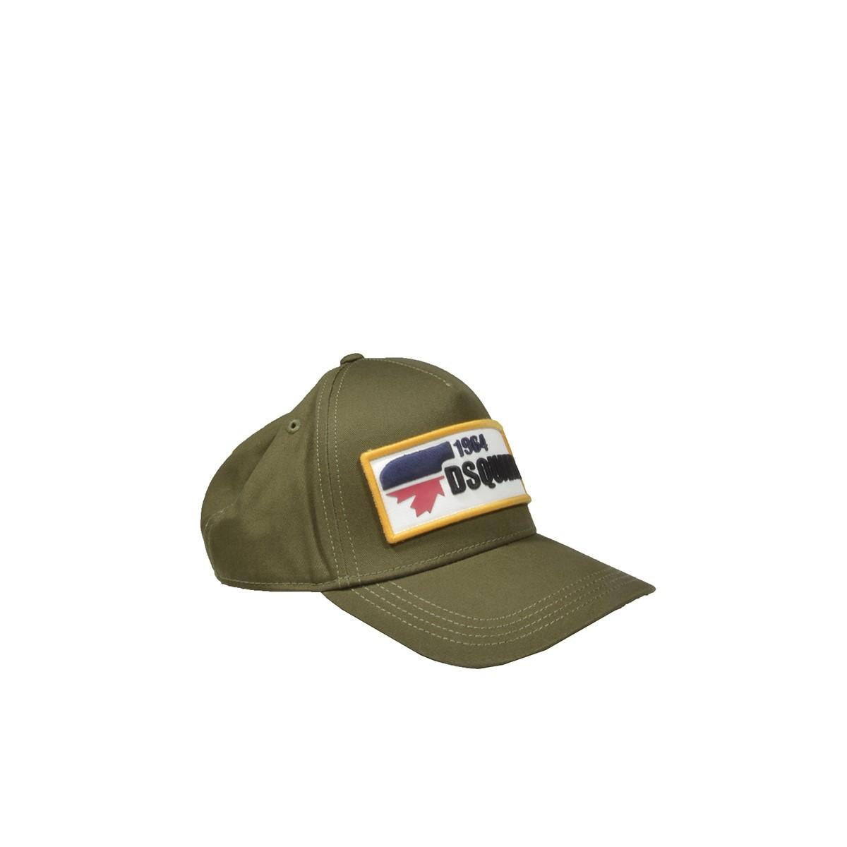 Cappello D2 1964 in cotone verde con ricamo Dsquared2 Junior