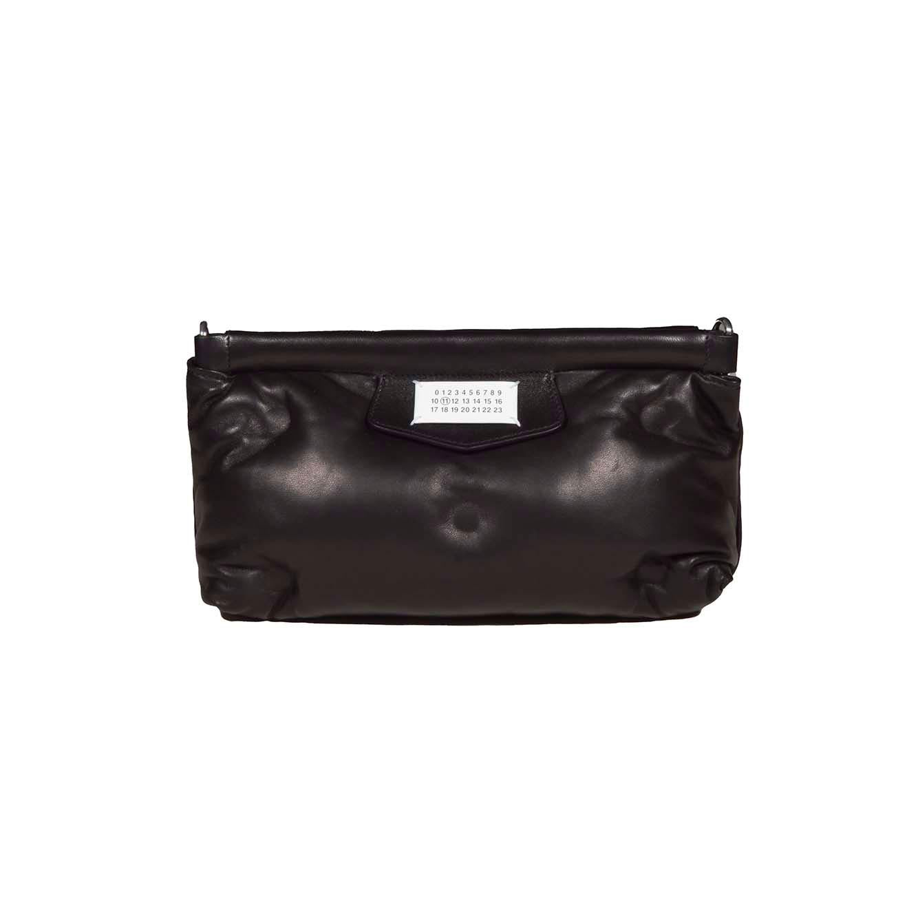 Pochette Glam Slam red carpet in pelle nera Maison Margiela