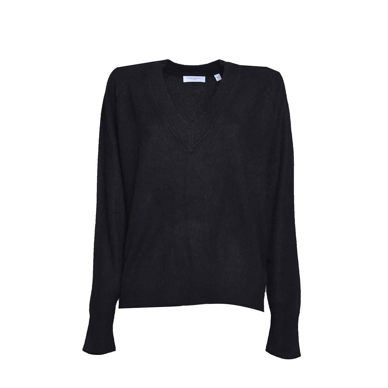 Pullover Madalene scollo a V in cashmere nero Equipment
