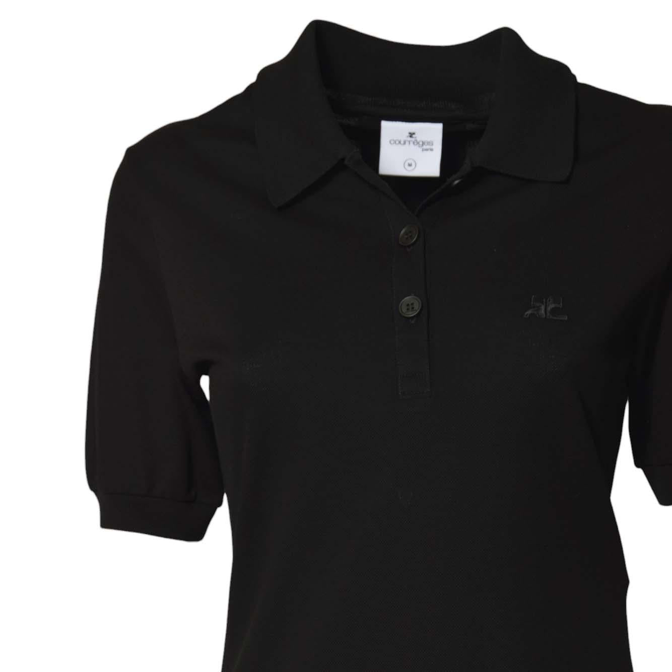 Mini abito Polo Piqué in cotone nero Courrèges