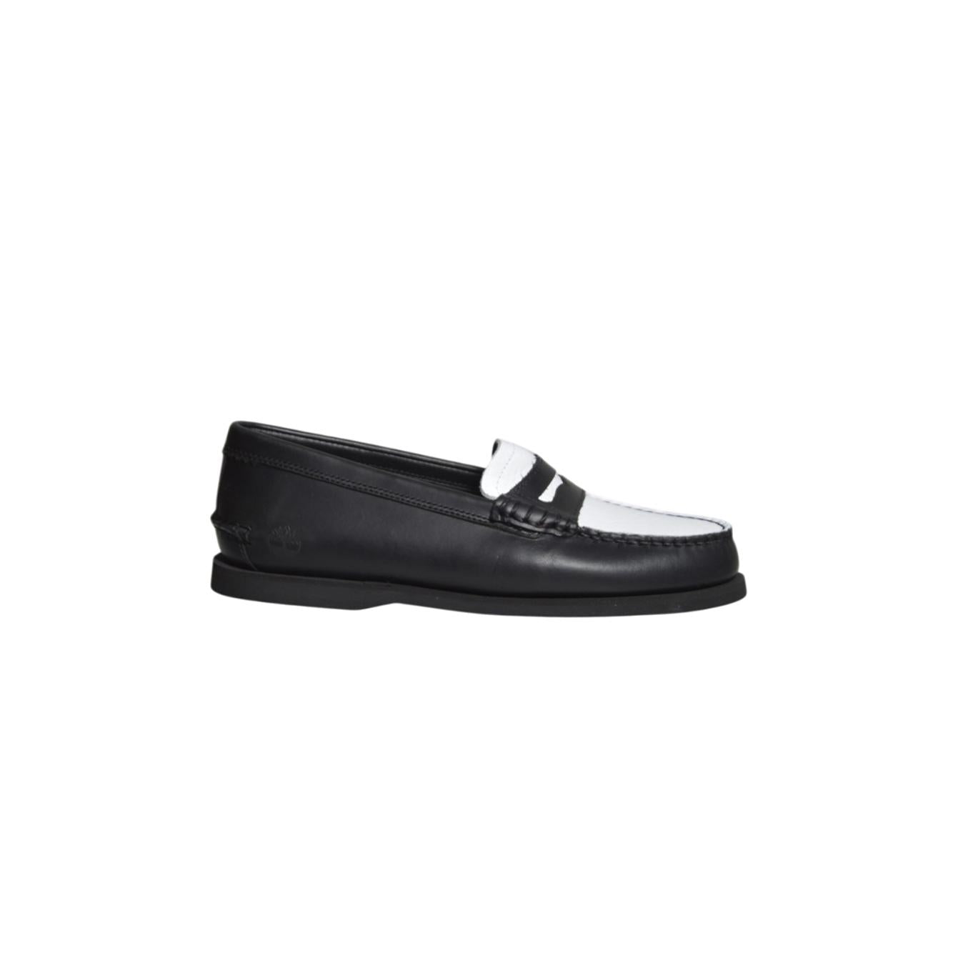 classic boat loafer shoe black full grain w white