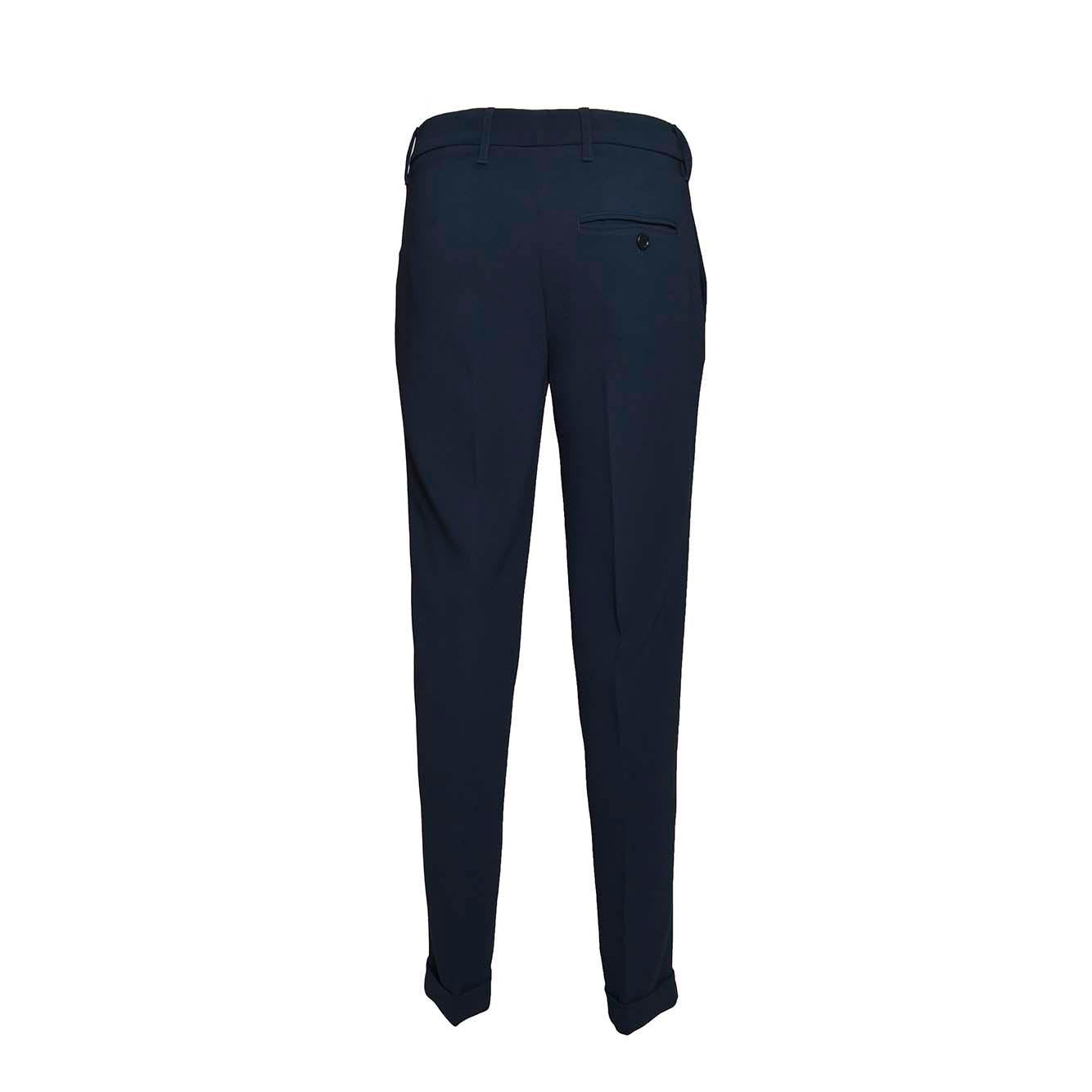 Pantalone dritto in crêpe cady blu navy Aspesi