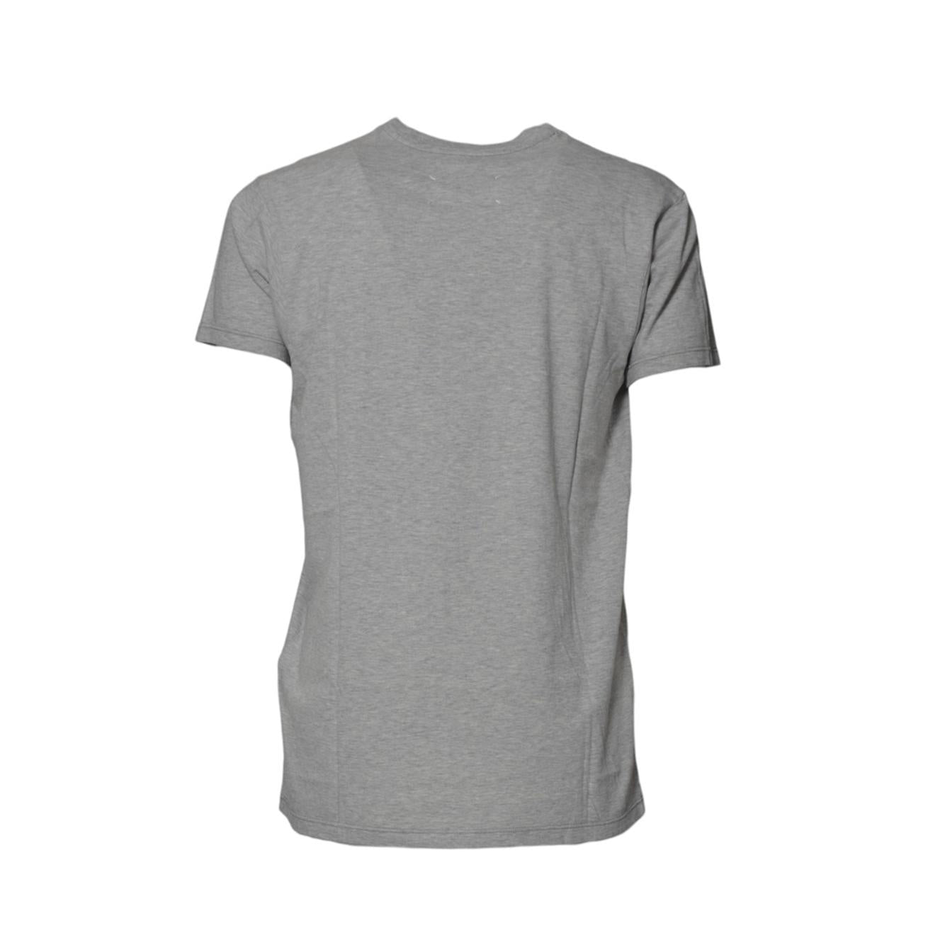 T-shirt in cotone grigio chiaro con stampa logo Maison Margiela