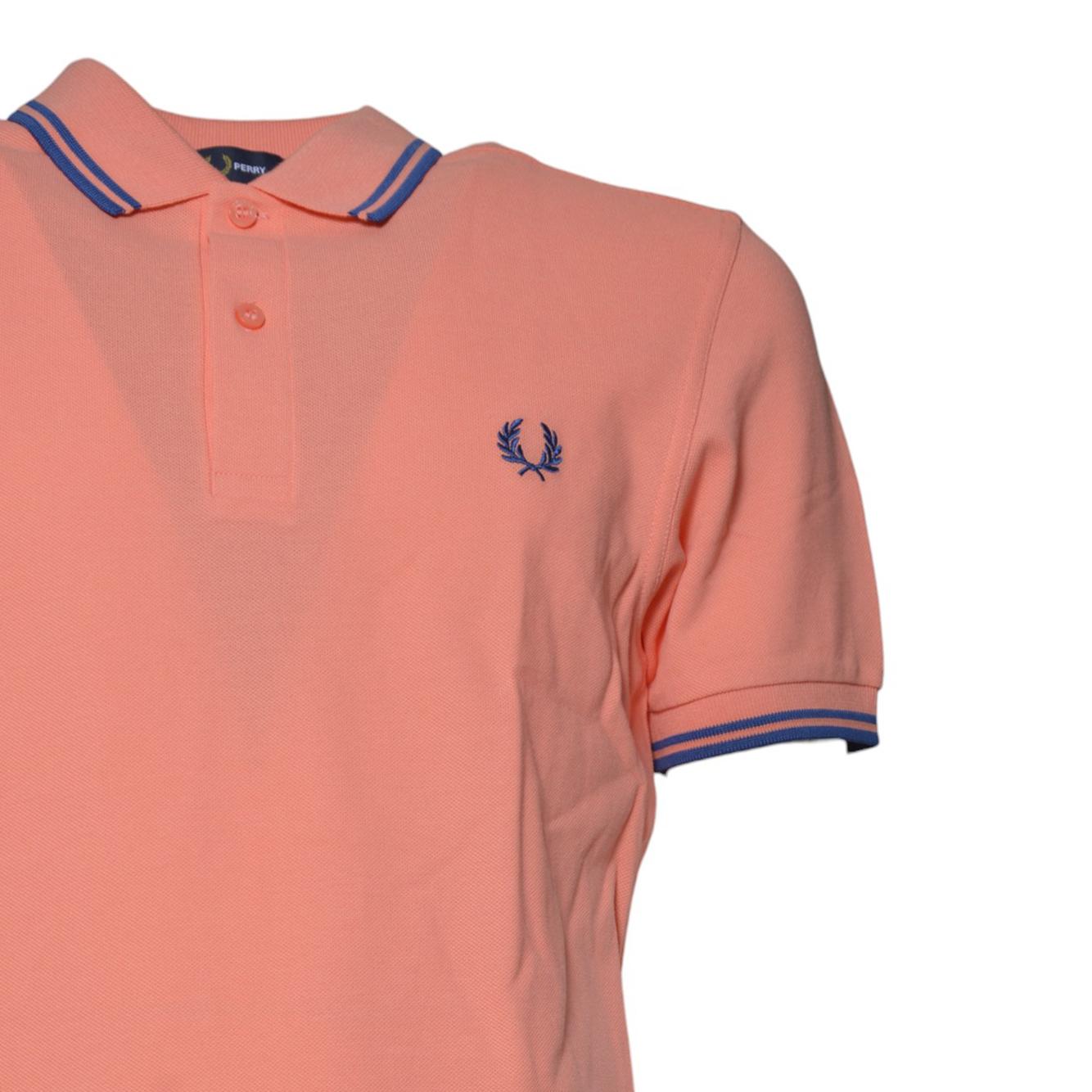Polo in maglia di cotone corallo con righe Fred Perry x Comme des Garçons Shirt