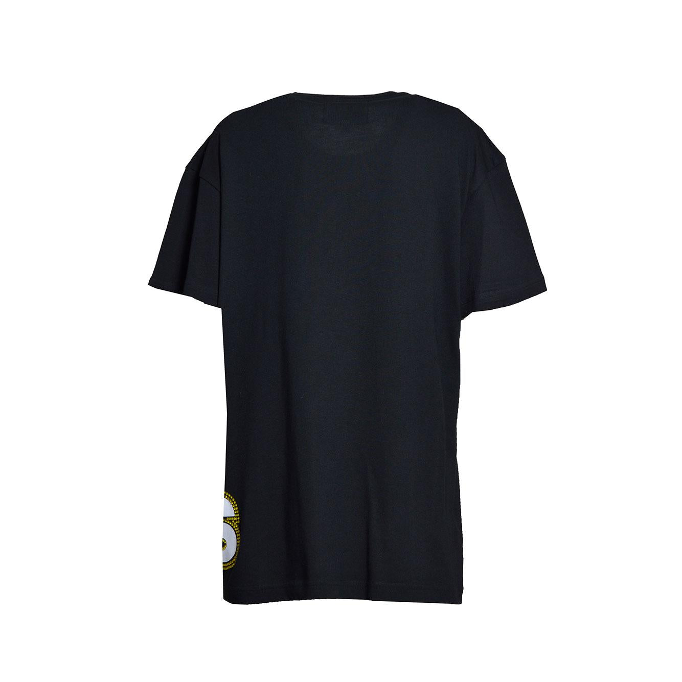 T-shirt in cotone nero applicazioni swarovski Caban Romantic x Adidas