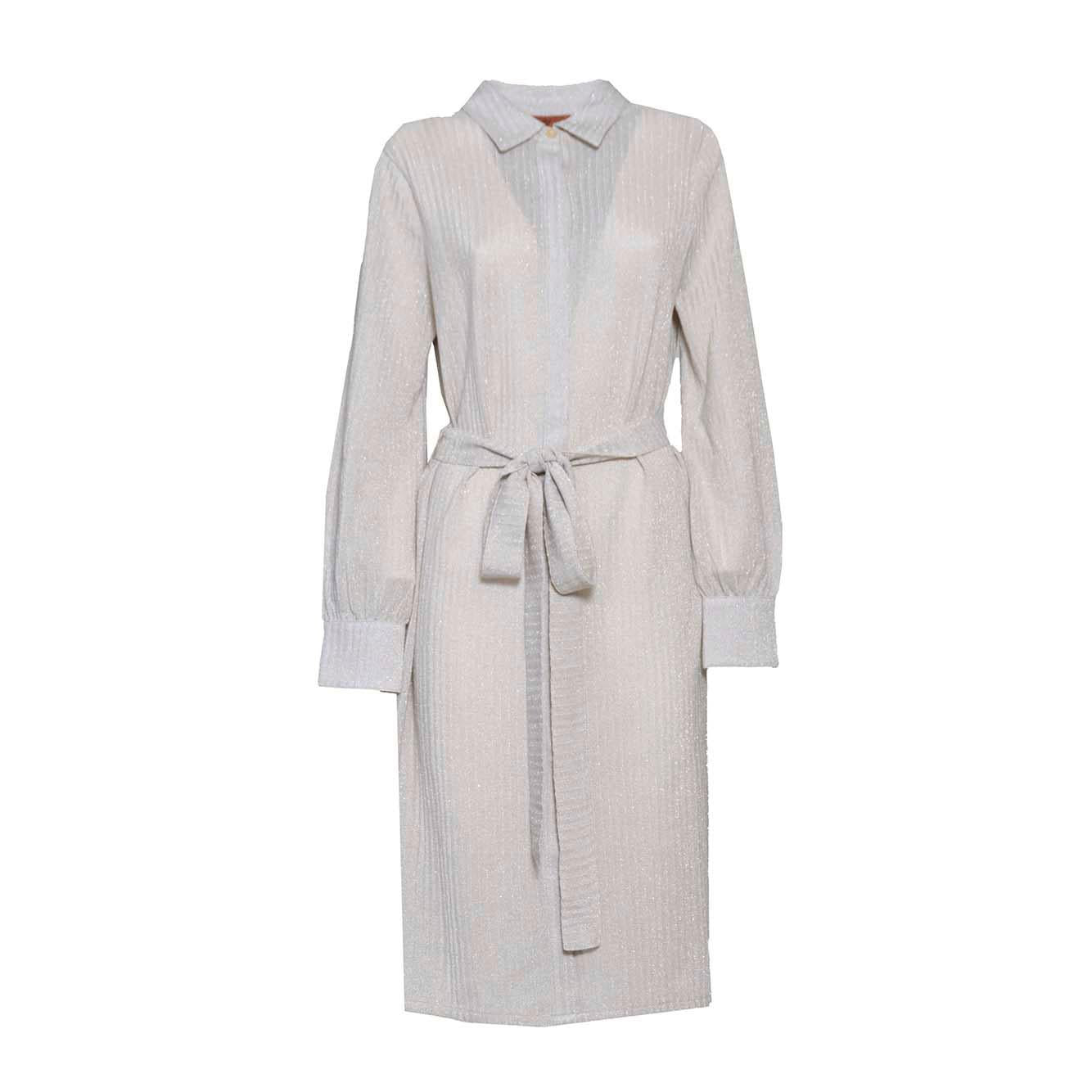Abito midi chemisier in cotone filo lamè beige Missoni