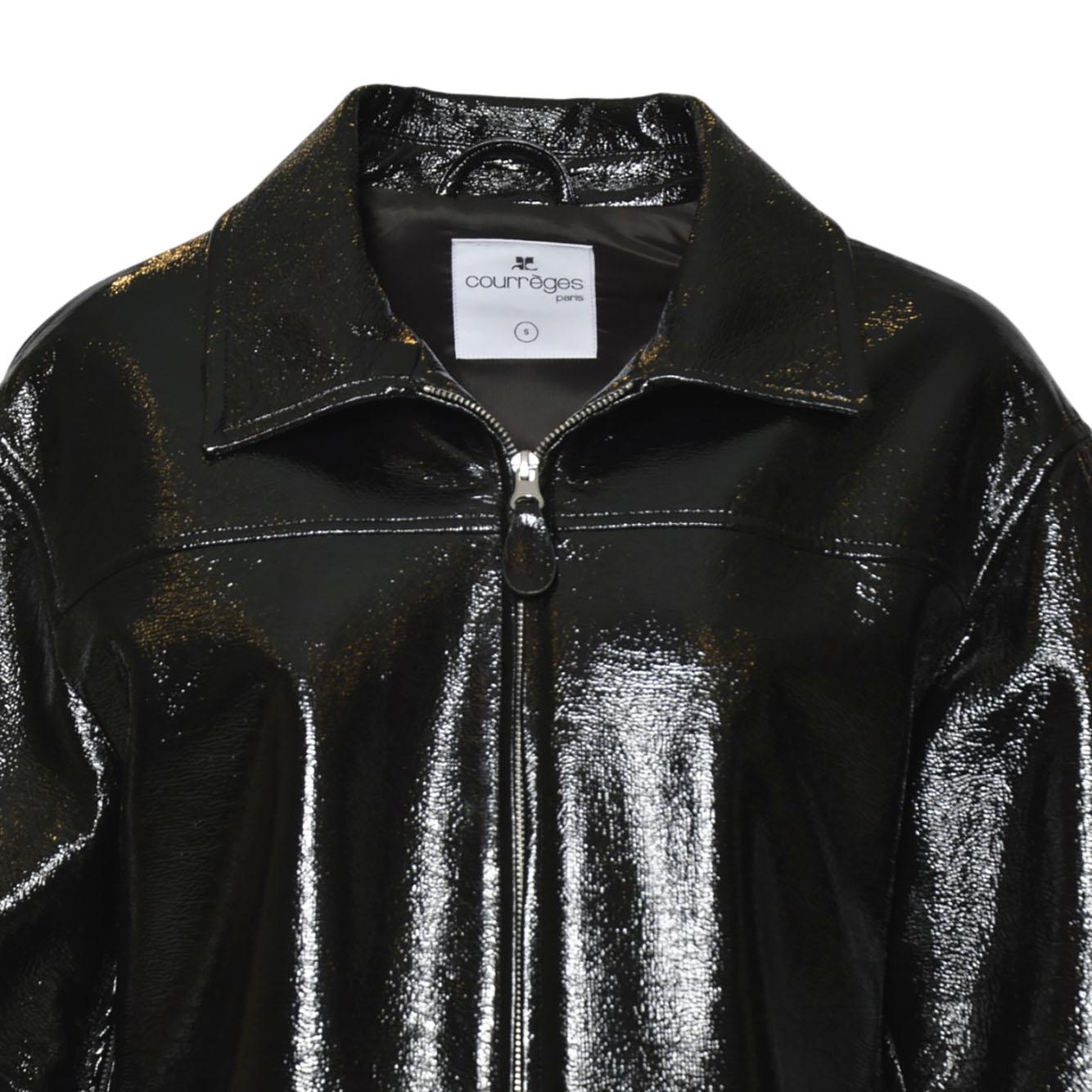 bomber jacket zipped vinyl maxi
