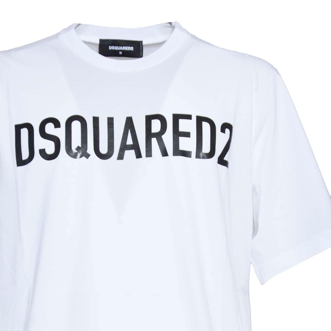 T-shirt Loose Fit in cotone bianco stampa logo Dsquared2