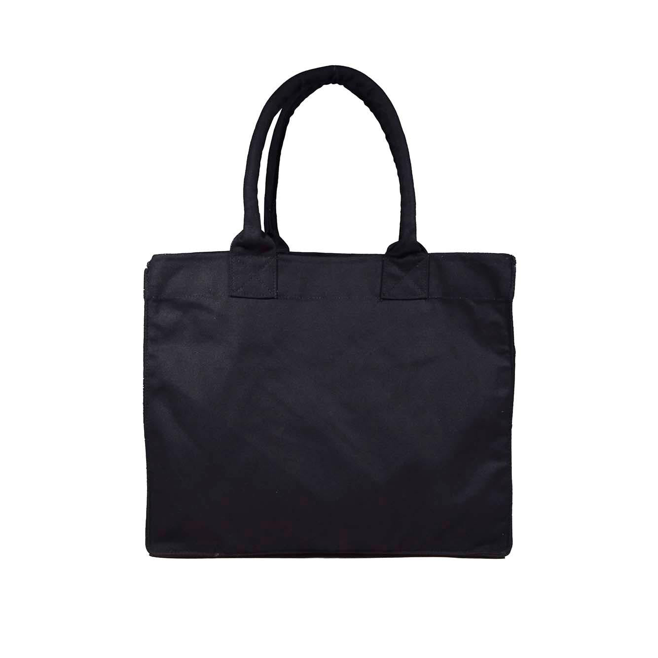 Tote bag in canvas di cotone nero Jade
