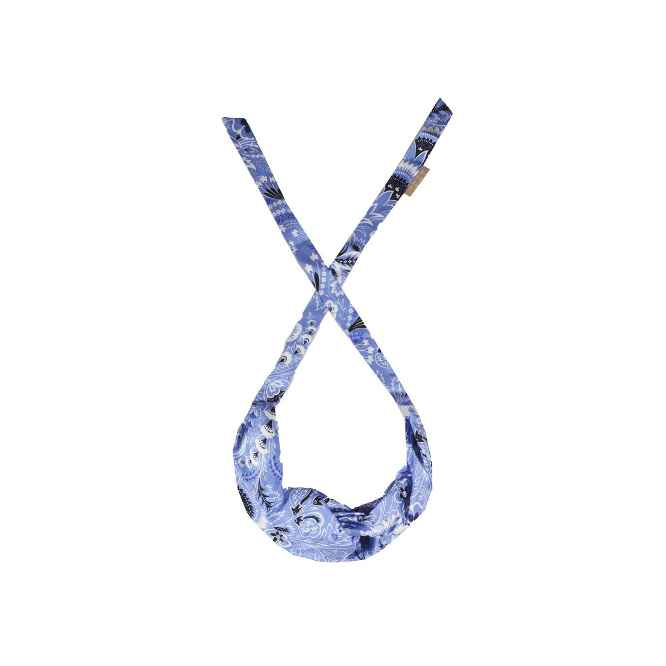 Fascia per capelli in seta azzurra stampa paisley Etro
