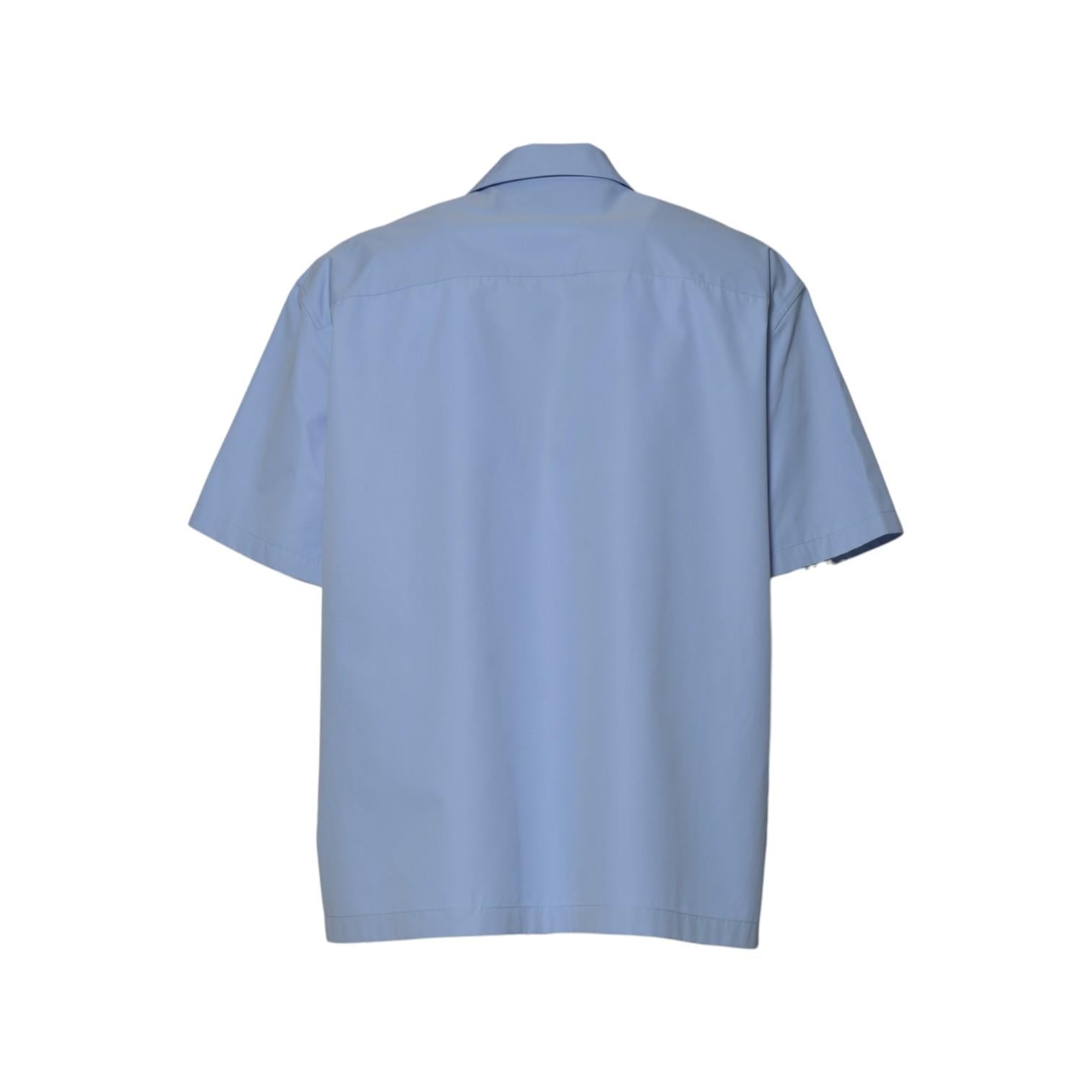 Camicia maniche corte in cotone azzurro Jil Sander
