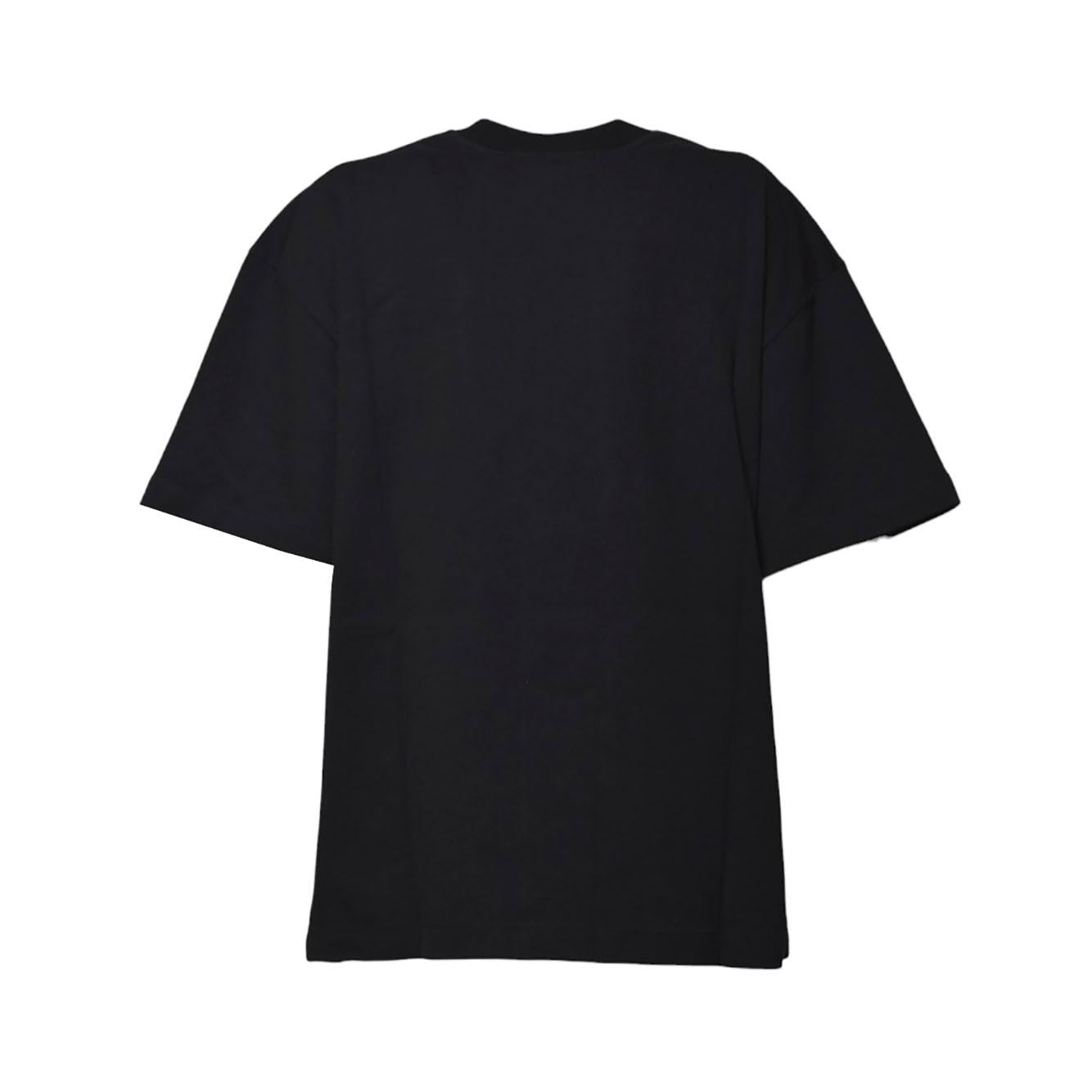 T-shirt in cotone nero con logo tono su tono Jil Sander