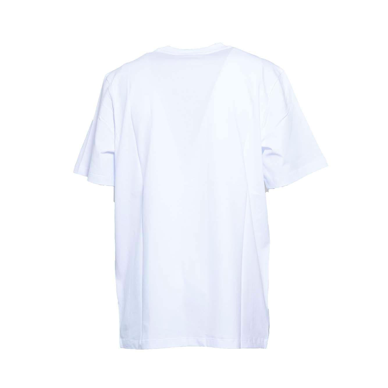 T-shirt in cotone bianco stampa logo pennello sul collo MSGM