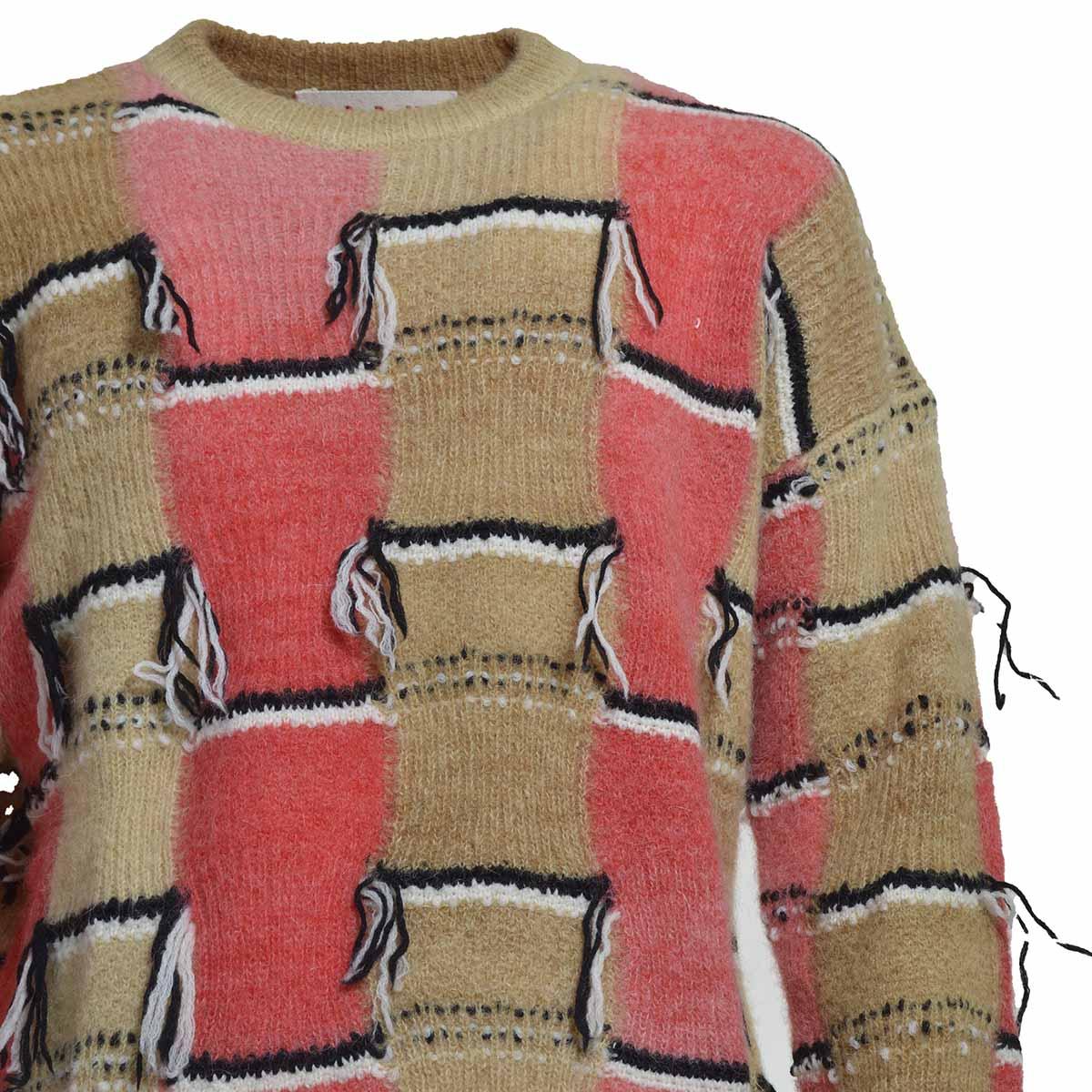Pullover in misto mohair con motivo intarsiato multicolore Marni