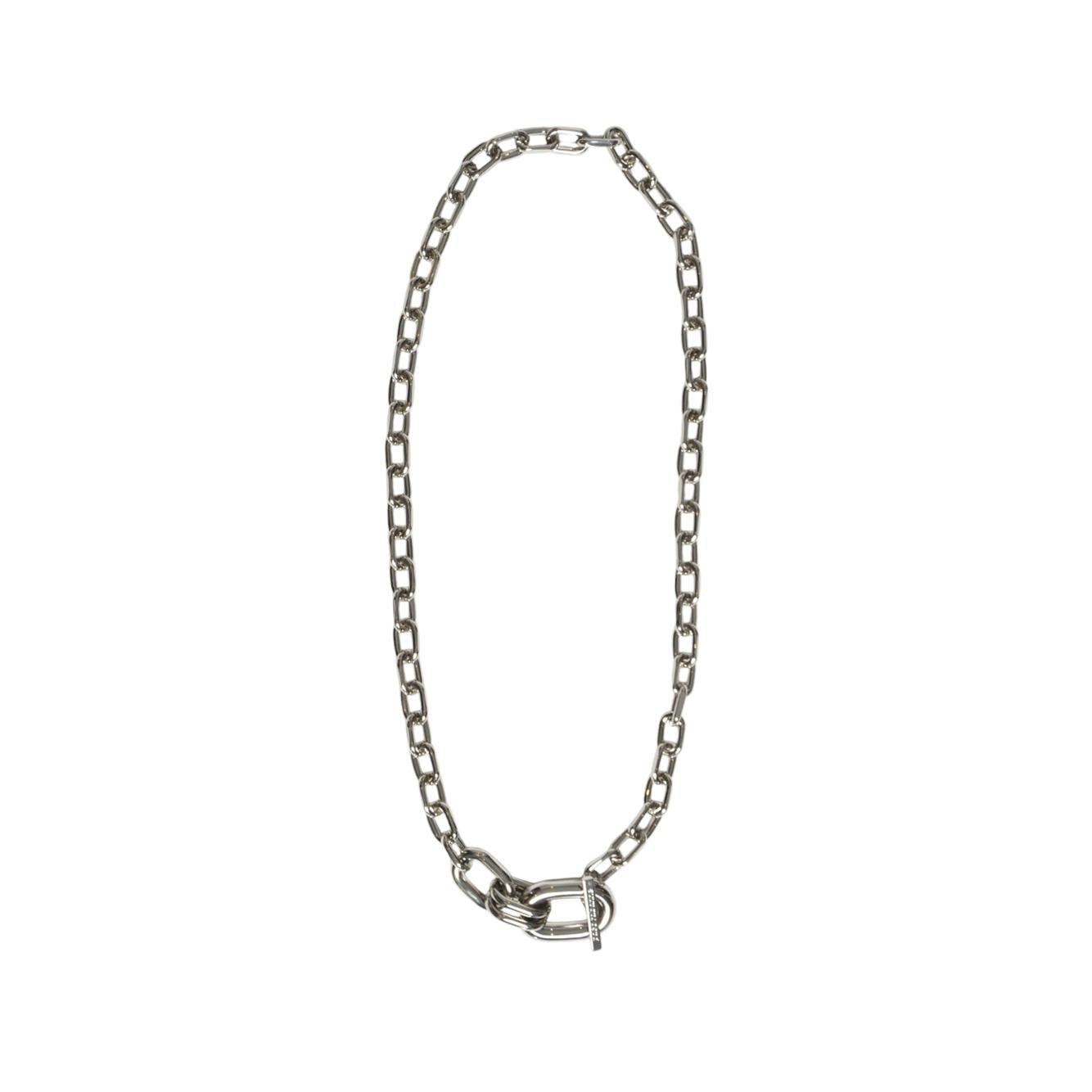 Collana XL Link a catena in metallo argento con pendente Rabanne