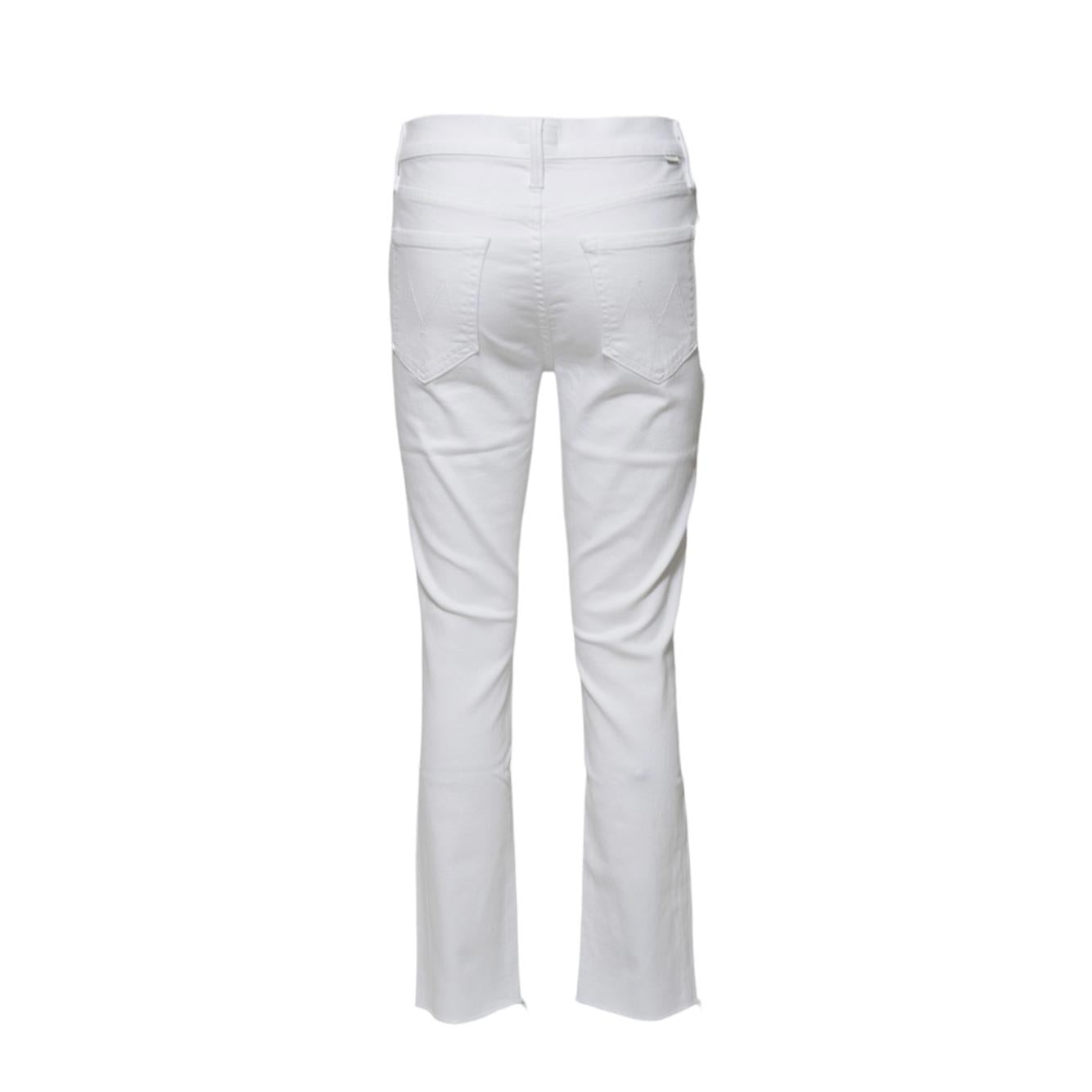 Jeans The Mid Rise Dazzler Ankle Fray in cotone bianco Mother Women